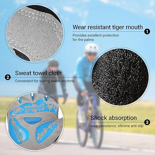 Miniatura 4 de 1 par de guantes de ciclismo de otoño 2025 para hombre, diseño de bloqueo de color, guantes de ciclismo acolchados para ciclismo, entrenamiento para