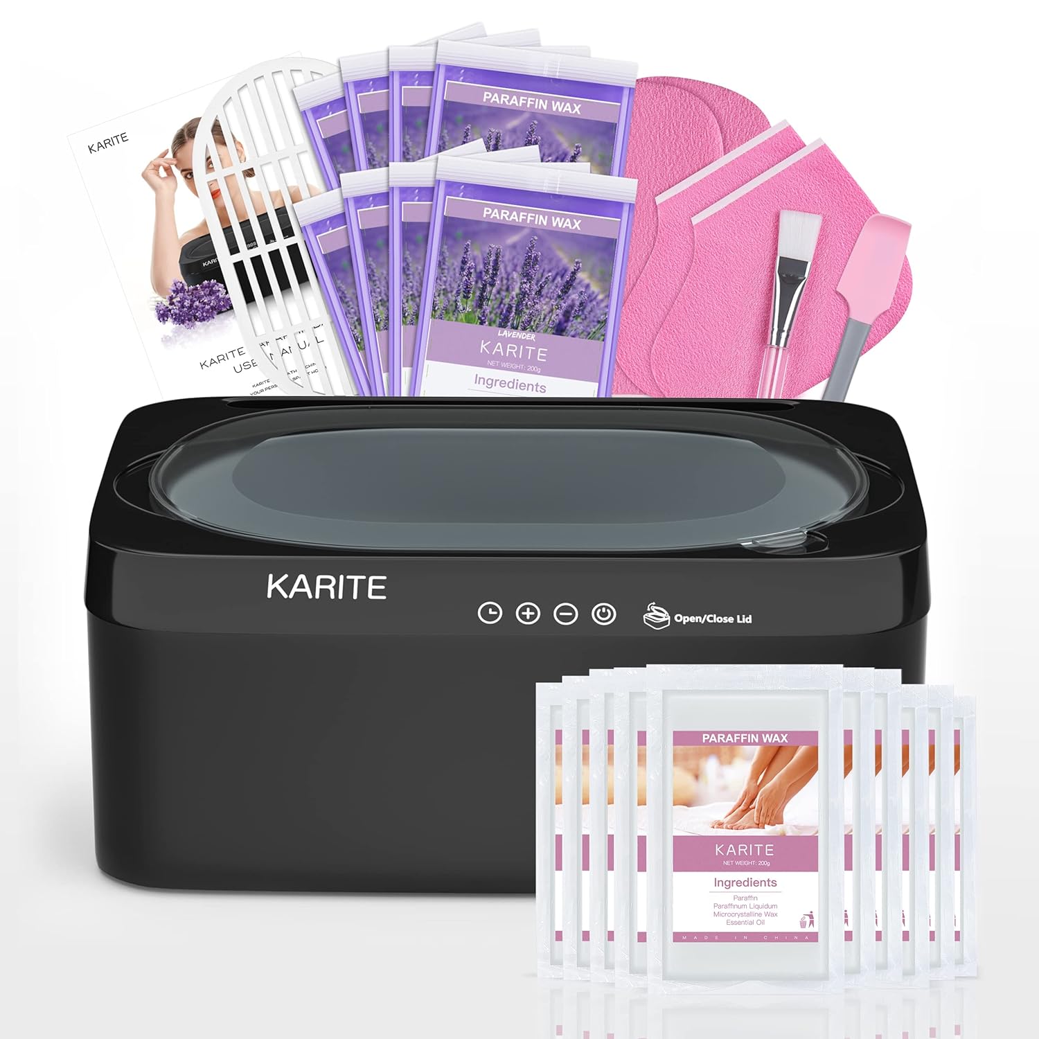 KARITE Paraffin Wax Machine for Hands and Feet with Auto Open Lid, Paraffin Bath,20Min Fast Wax Meltdown, Precision Temperature Control, 4500ml Paraffin Warmer with 18Pack Refills