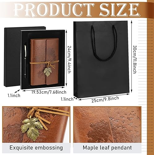 Miniatura 3 de Gueevin Juego de diario de árbol y bolígrafo, cuaderno de cuero recargable con caja de regalo y bolsa de regalo, diario de tapa dura con forro A5