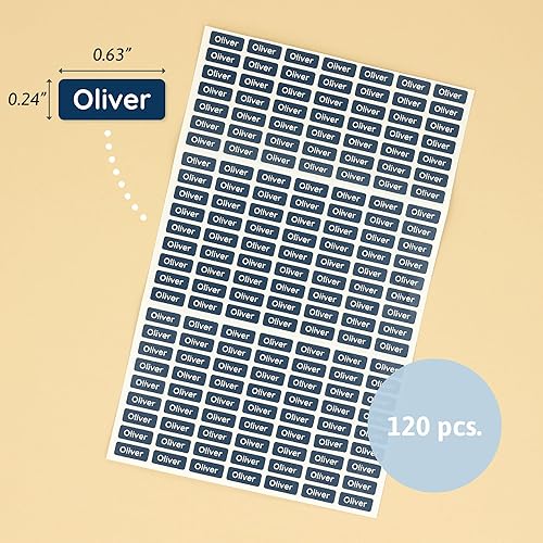 Miniatura 4 de Mini etiquetas de nombre (175) para etiquetar artículos pequeños. Etiquetas adhesivas impermeables extra pequeñas para niños en guardería,