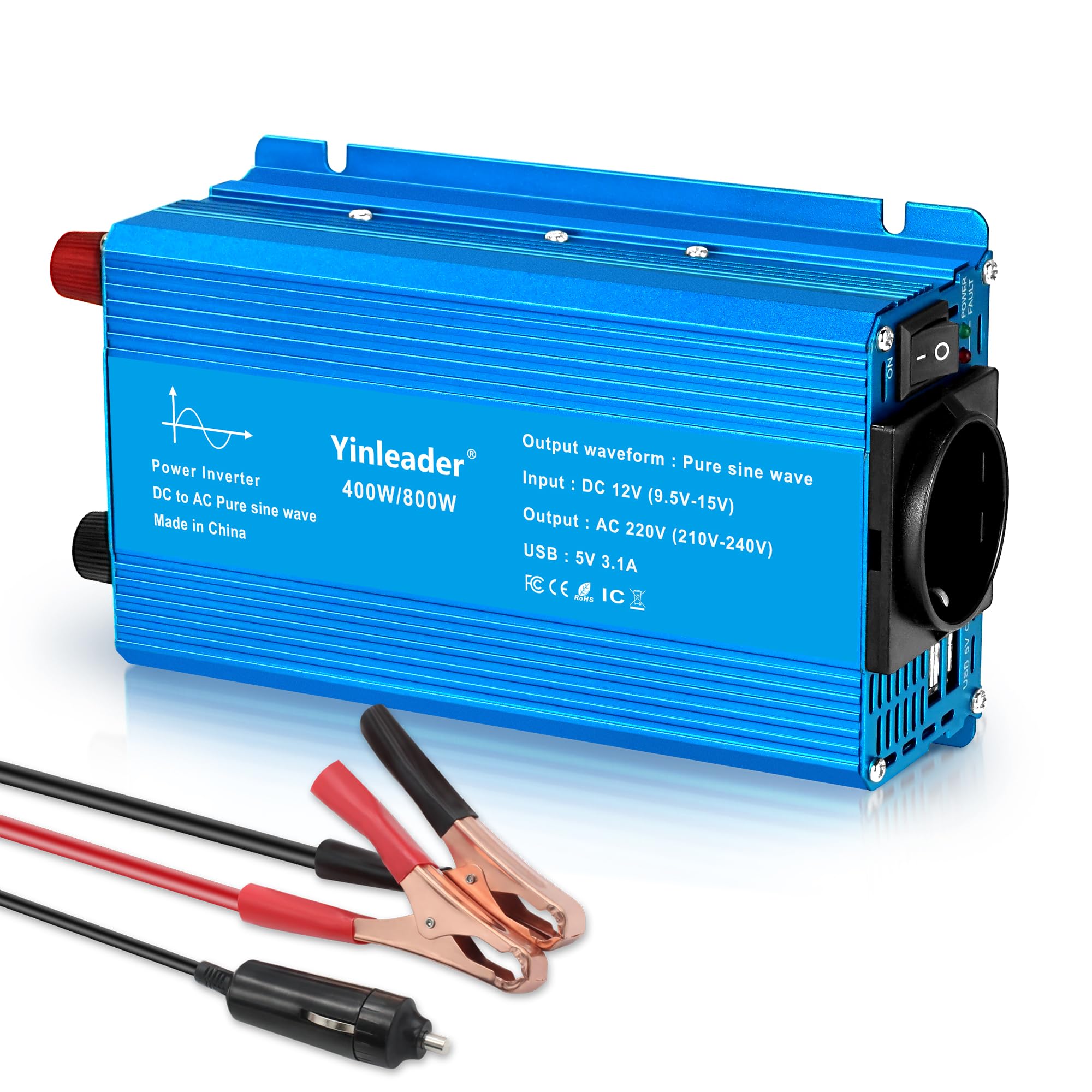 Omvormer 12v DC naar 220v AC - 1000w Zuivere Sinus