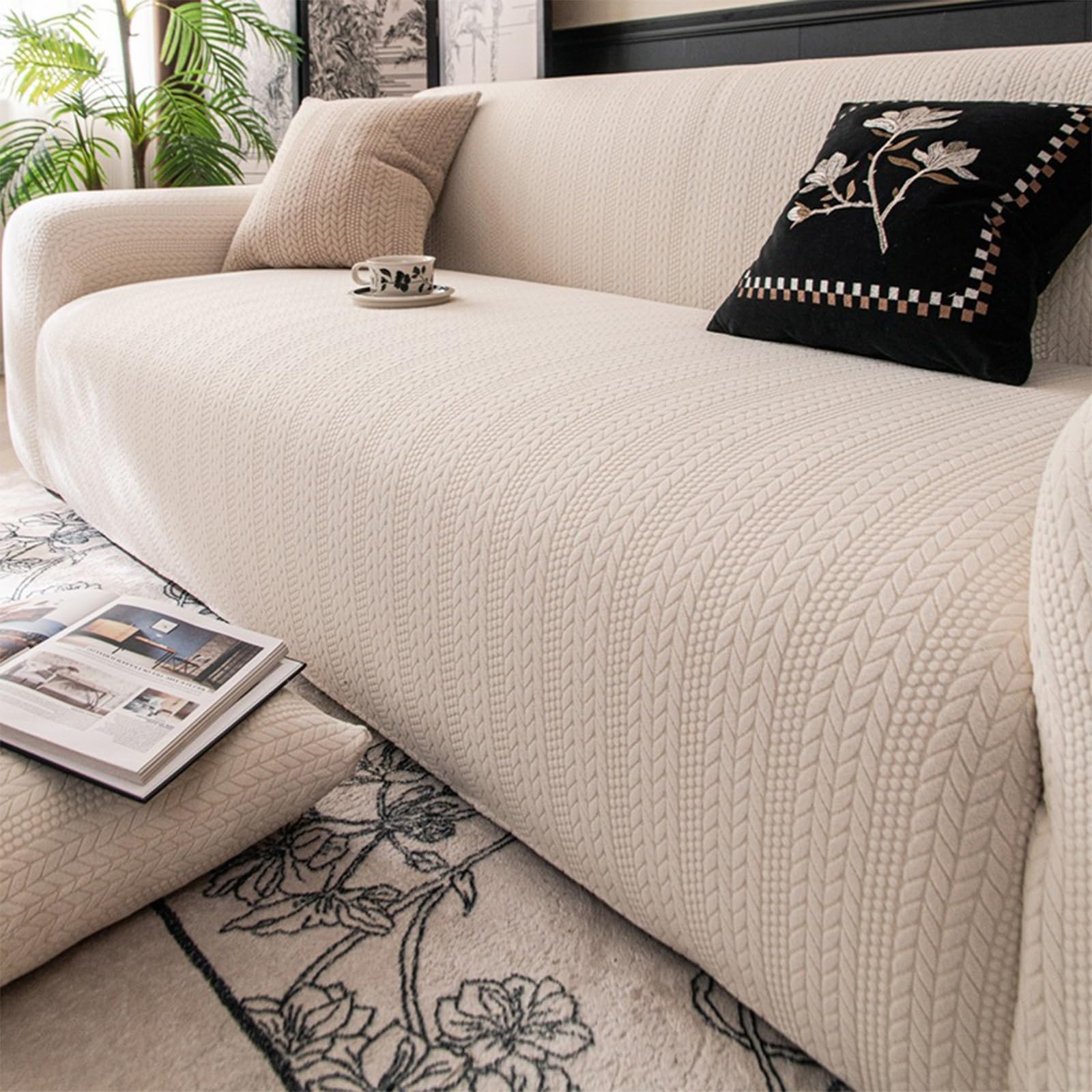 Housse de canapé résistante aux chats et extensible pour mobilier de 5 places