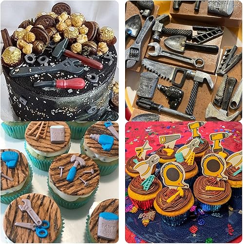 Miniatura 7 de Herramientas de construcción Moldes de silicona para dulces, herramientas de mano, martillo, llave de chocolate, moldes para hornear para decoración