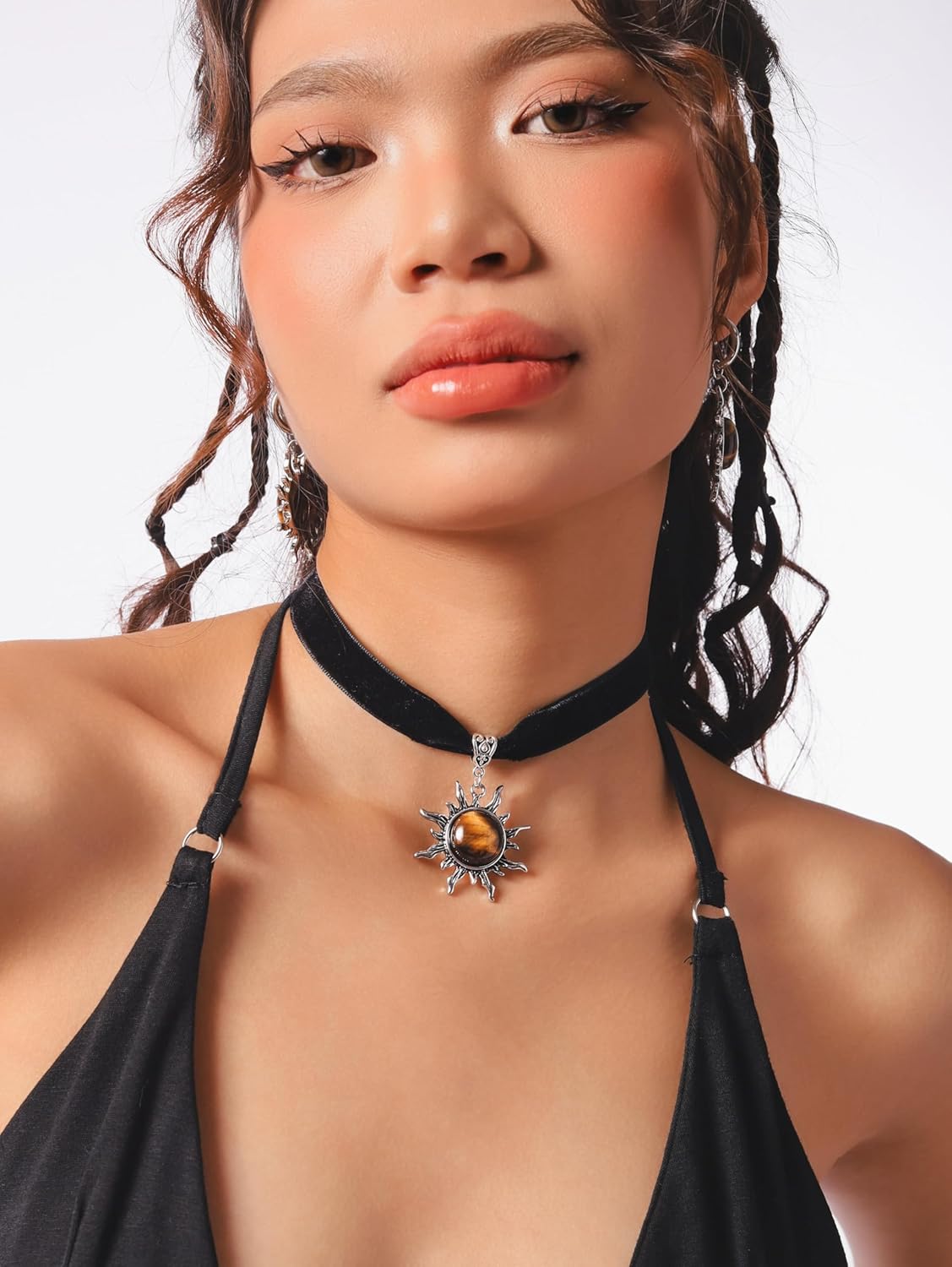 Sacina Gothic Boho Victorian Celestial Sun Choker, Black Choker, Boho Goth Vintage Necklace, Halloween Christmas Jewelry Gift For Women - Image 3