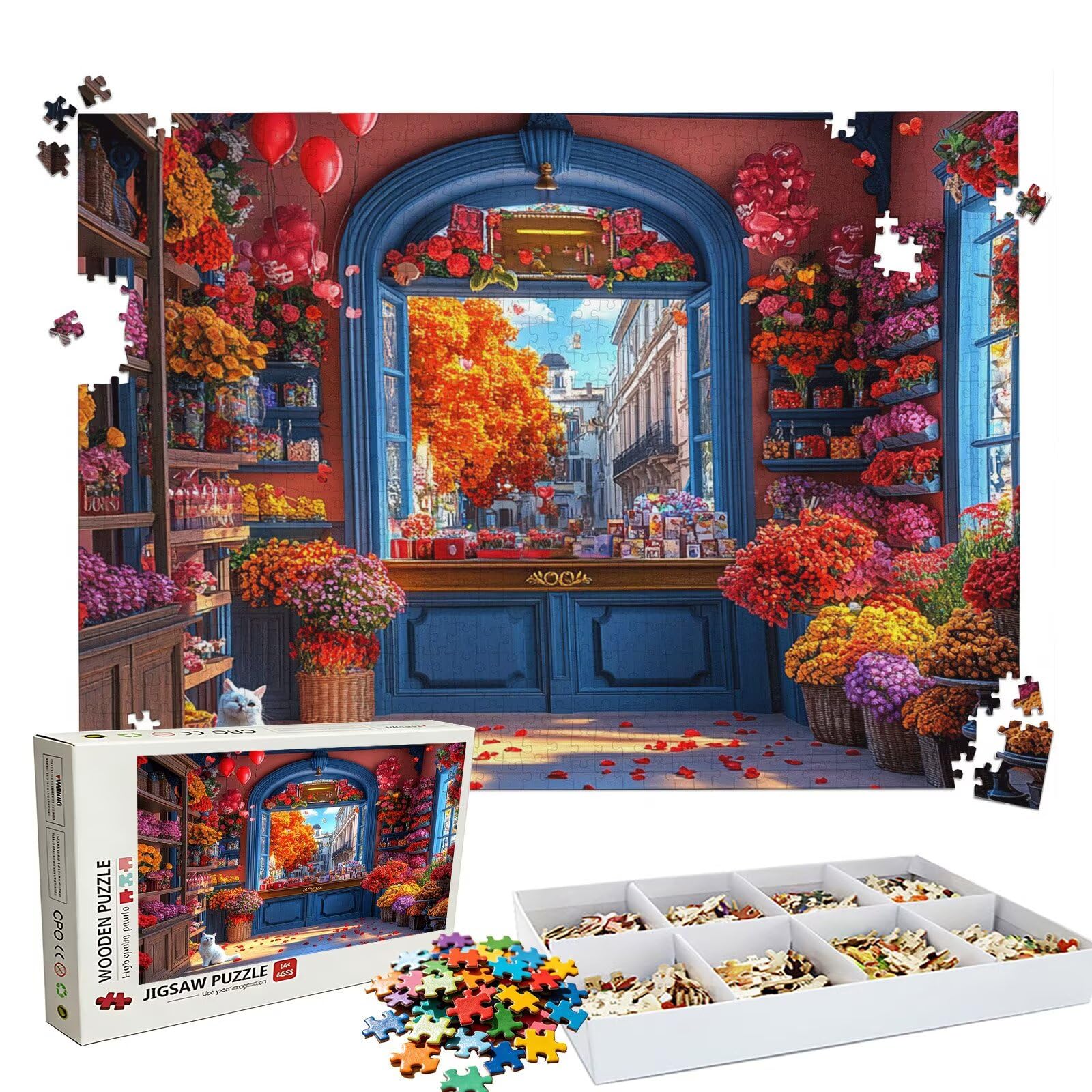 Puzzle 4000 elementów, puzzle 4000 elementów dla dorosłych, trudne puzzle, druk w wysokiej rozdzielczości i jasne kolory, drewniane puzzle ze zwierzętami świeże kwiaty z wykwintnym pudełkiem do