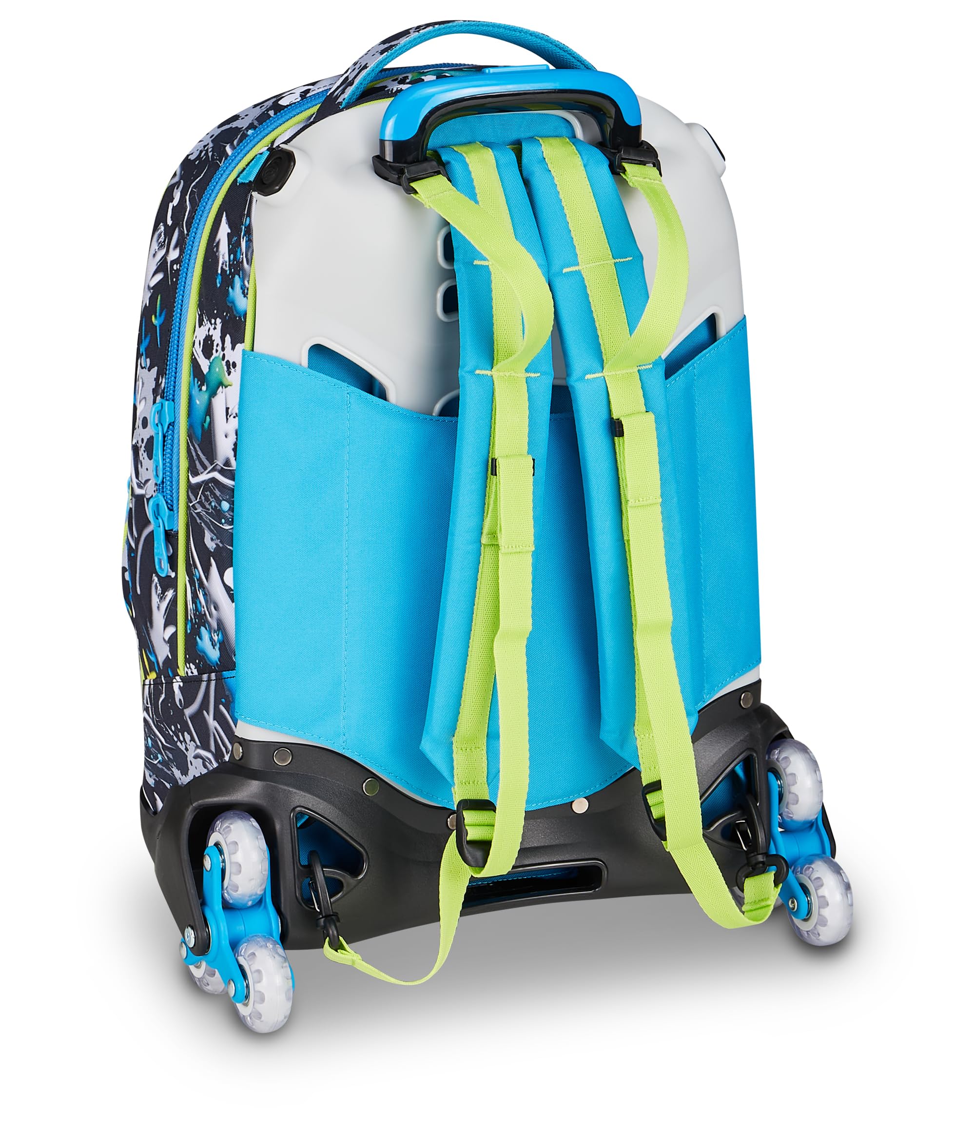 SJ GANG STYLE JAM GANG Trolley Scuola Jack 8 ruote GLACE PANTHER BOY, Celeste, 34L, Scomponibile, Uso Zaino, Cross-over System, Spallacci a scomparsa, Tasca portaborraccia, Elementari e medie, Bambino