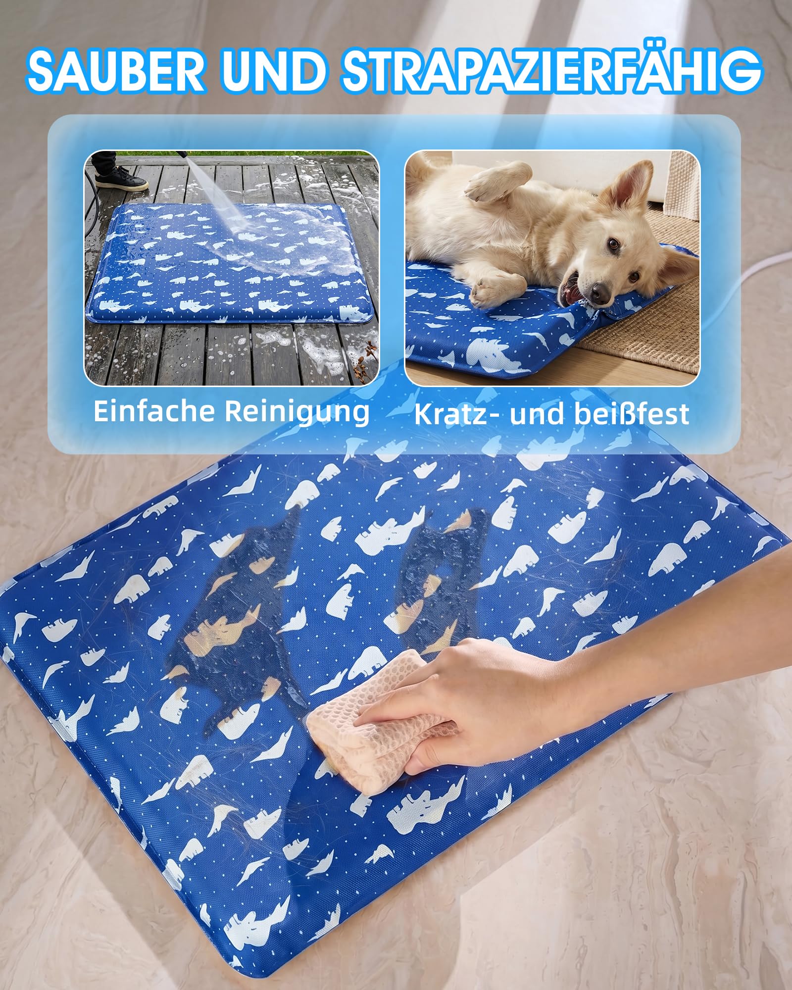 petnf Mata Chłodząca dla Psa Średnia, Wytrzymała Antypoślizgowa Mata Chłodząca dla Psów i Kotów do Wewnątrz i Ogrodu, Żelowa Dog Cooling Mat Nietoksyczna Samochłodząca dla Zwierząt na Lato, 40x50 cm