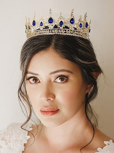 Miniatura 2 de SWEETV Corona de reina real tiara de boda para novia tiaras y coronas de diamantes de imitación para mujer tocado de disfraz para cumpleaños fiesta