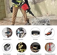 Vista 6 de Cable de extensión para exteriores con múltiples tomas, cables de extensión negros de 1 a 3 divisores de 12 pies, cable SJTW 16/3 resistente a