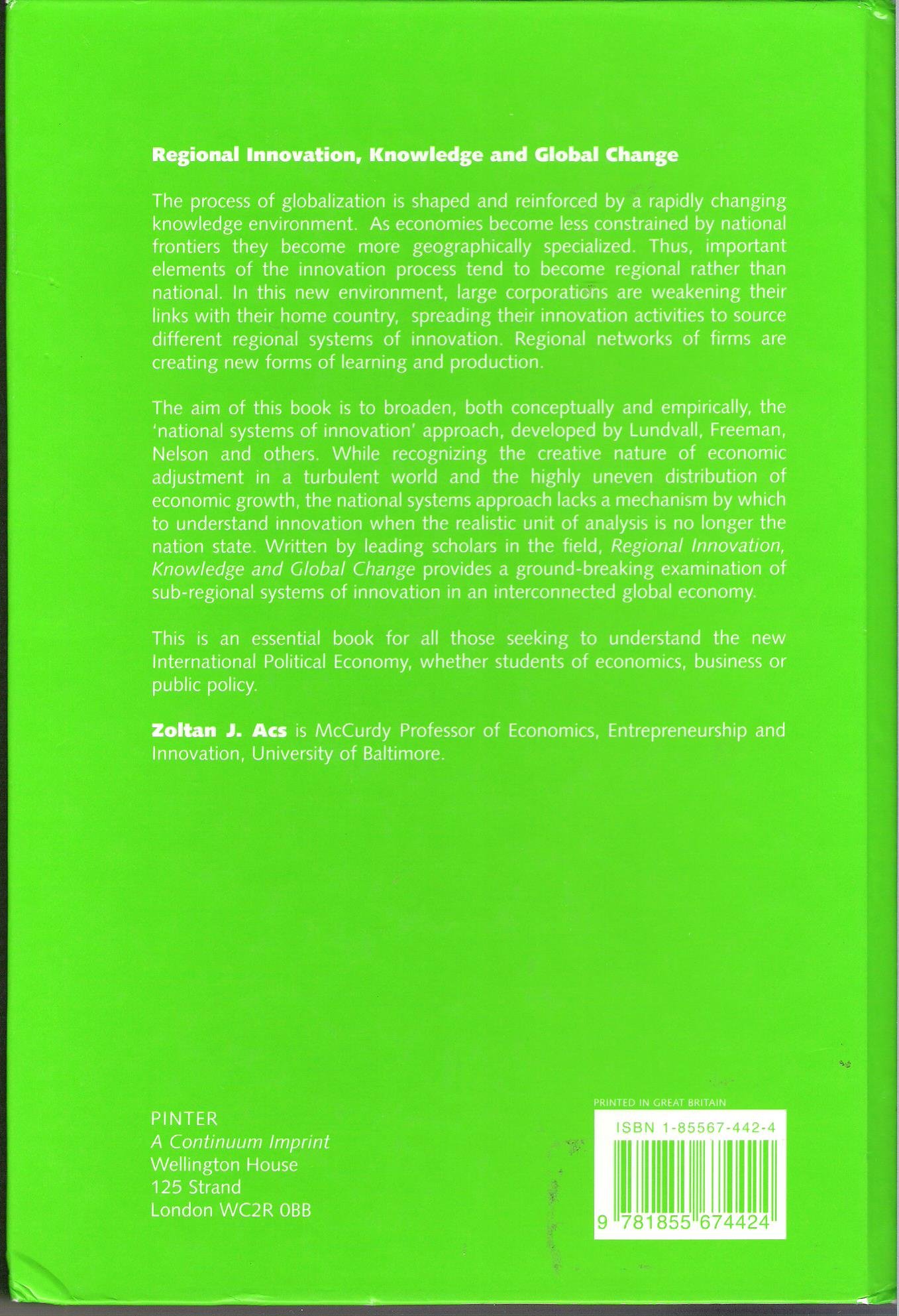 Regional Innovation, Knowledge and Global Change