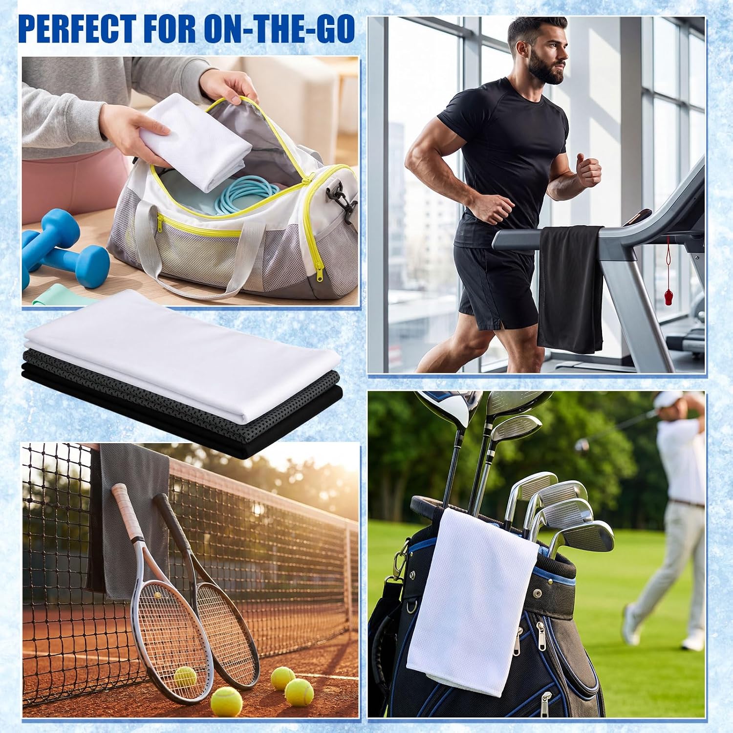Shellwei 50 Pcs Cooling Towel 40 x 12 Inch Microfiber Workout Towels Breathable Chilly Towel Ice Cool Cold Towels Bulk Fast Drying Absorbent Sweat Rag for Neck Yoga Sports Golf Gym