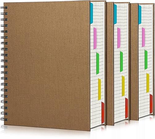 EUSOAR Cuaderno de espiral de 5 materias, 3 piezas B5 de 7.3 x 10.2 pulgadas, bloc de escritura con rayas universitarias, tapa dura gruesa, 100 GSM, EUSOAR Cuaderno de espiral de 5 materias, 3 piezas B5 de 7.3 x 10.2 pulgadas, bloc de escritura con rayas universitarias, tapa dura gruesa, 100 GSM,