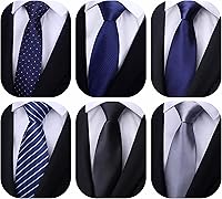 WeiShang Classic Men's Woven Jacquard Silk Tie Necktie - 57.1" Long, 3.1" Wide Polyester for Weddings, Business, Parties
