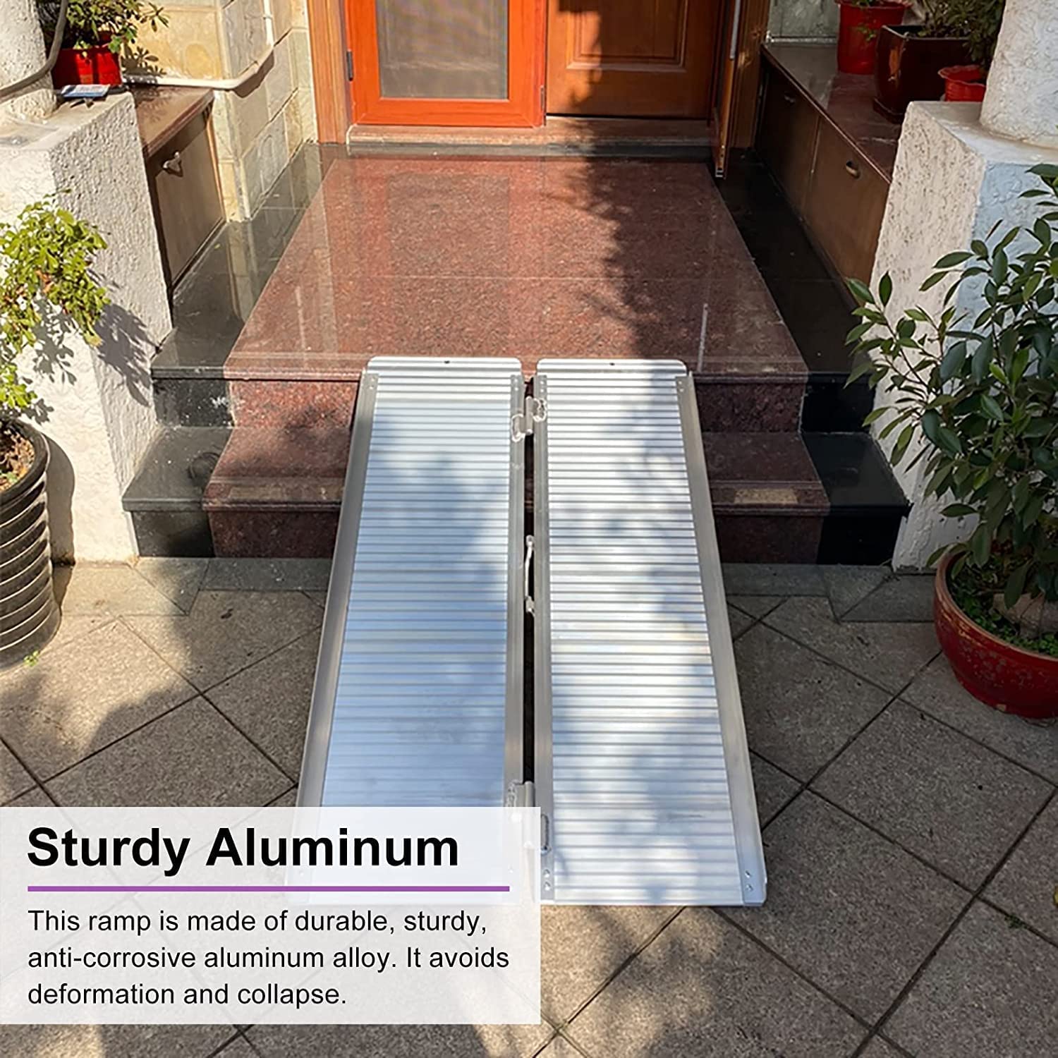 Podjazdy dla niepełnosprawnych Przenośna rampa dla wózków inwalidzkich z uchwytem i torebką Aluminiowa składana antypoślizgowa rampa dla wózków inwalidzkich do schodów domowych Podjazd dla skutera i