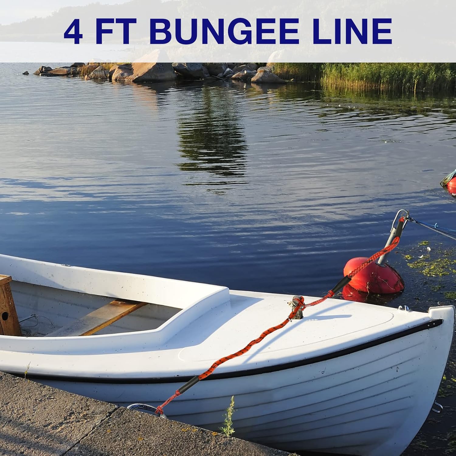 4 Feet Premium Boat Bungee Dock Lines Jet Ski Accessories with Marine Grade 316 Stainless Clip Safely Mooring for Jet Ski,SeaDoo,Yamaha WaveRunner,Kayak,Pontoon Boat, Dinghy 4~5.5 Feet
