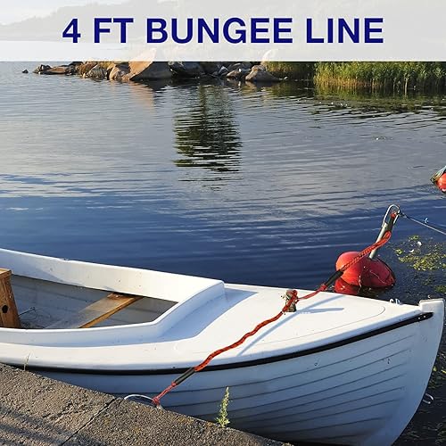 Miniatura 6 de ONOSHIP Líneas de muelle elástico de alta calidad de 4 pies con clip de acero inoxidable 316 de grado marino, amarre seguro para moto acuática,