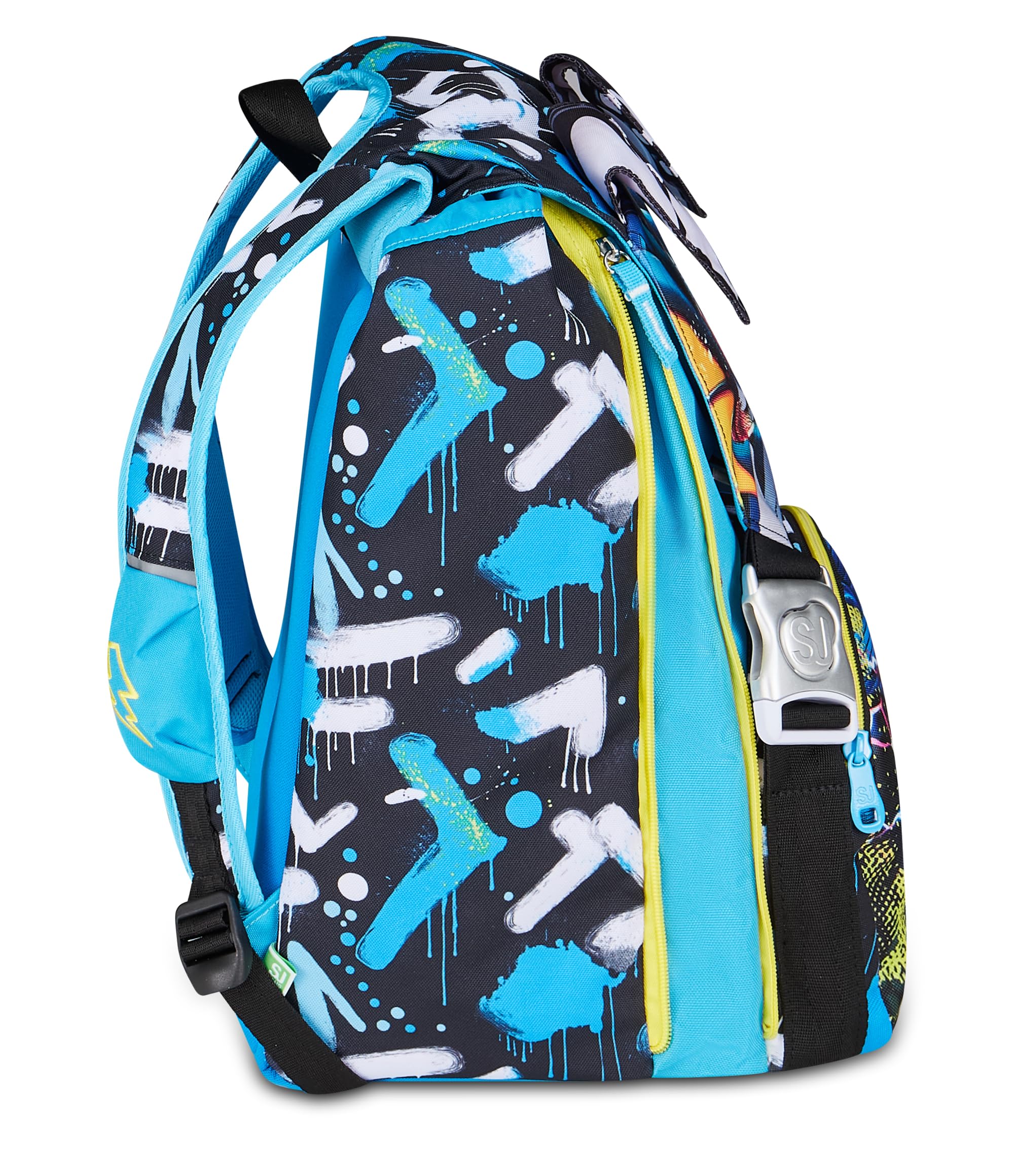SJ GANG STYLE JAM GANG Zaino Scuola Estensibile Big METAL DRAGON BOY, Blu, 24 L, Zip laterali, ali drago sollevabili, Tasca portaborraccia, Scuola elementare e media, Bambino, Ragazzo