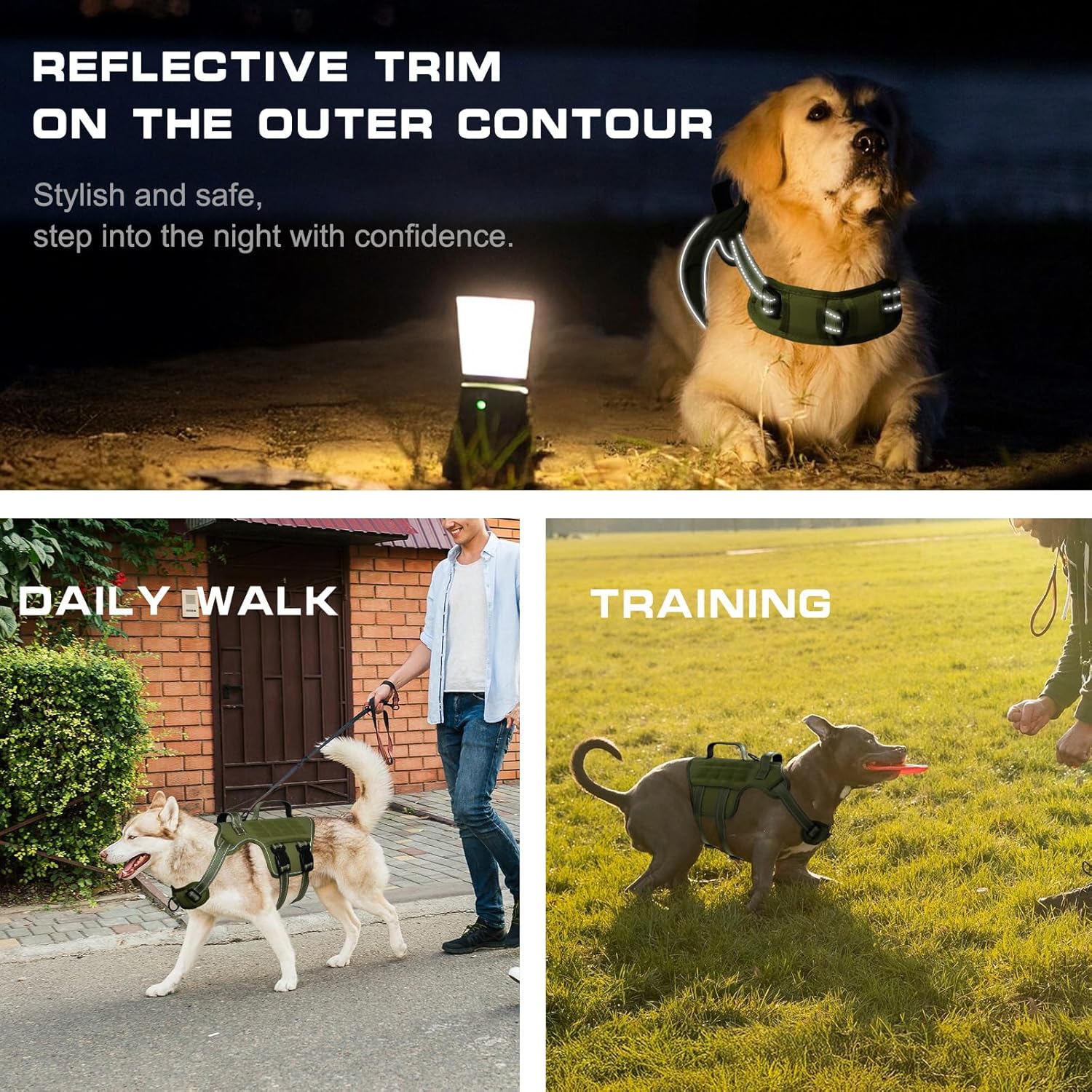 Dog Harness for Large Dogs Heavy Duty, Tactical No Pull Dog Harness with Molle System, Easy On and Off Service Dog Vest, Breathable Padded, Adjustable Reflective Pet Vest for Walking Hiking Training - Image 4