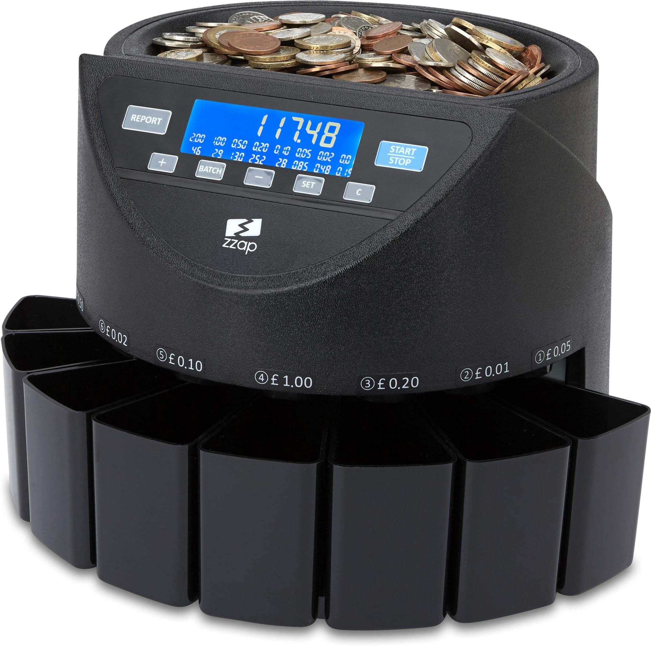 CS20+ Coin Counter & Sorter for GBP - Money Cash Currency Machine