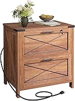 Vista 10 de DEVAISE Archivador lateral con cerradura, 2 cajones y estación de carga, soporte de impresora de madera de granja con gran almacenamiento, se adapta