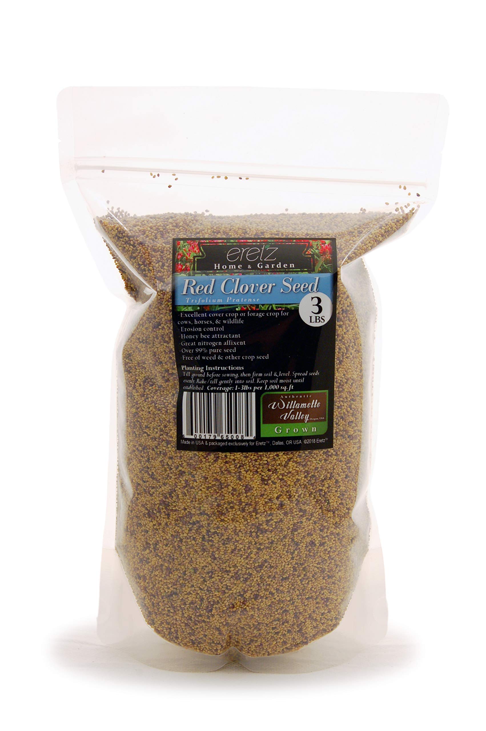 Red Clover Legume Seed by Eretz - Choose Size! Willamette Valley, Oregon Grown, No Fillers, No Coatings, No Weed Seeds…