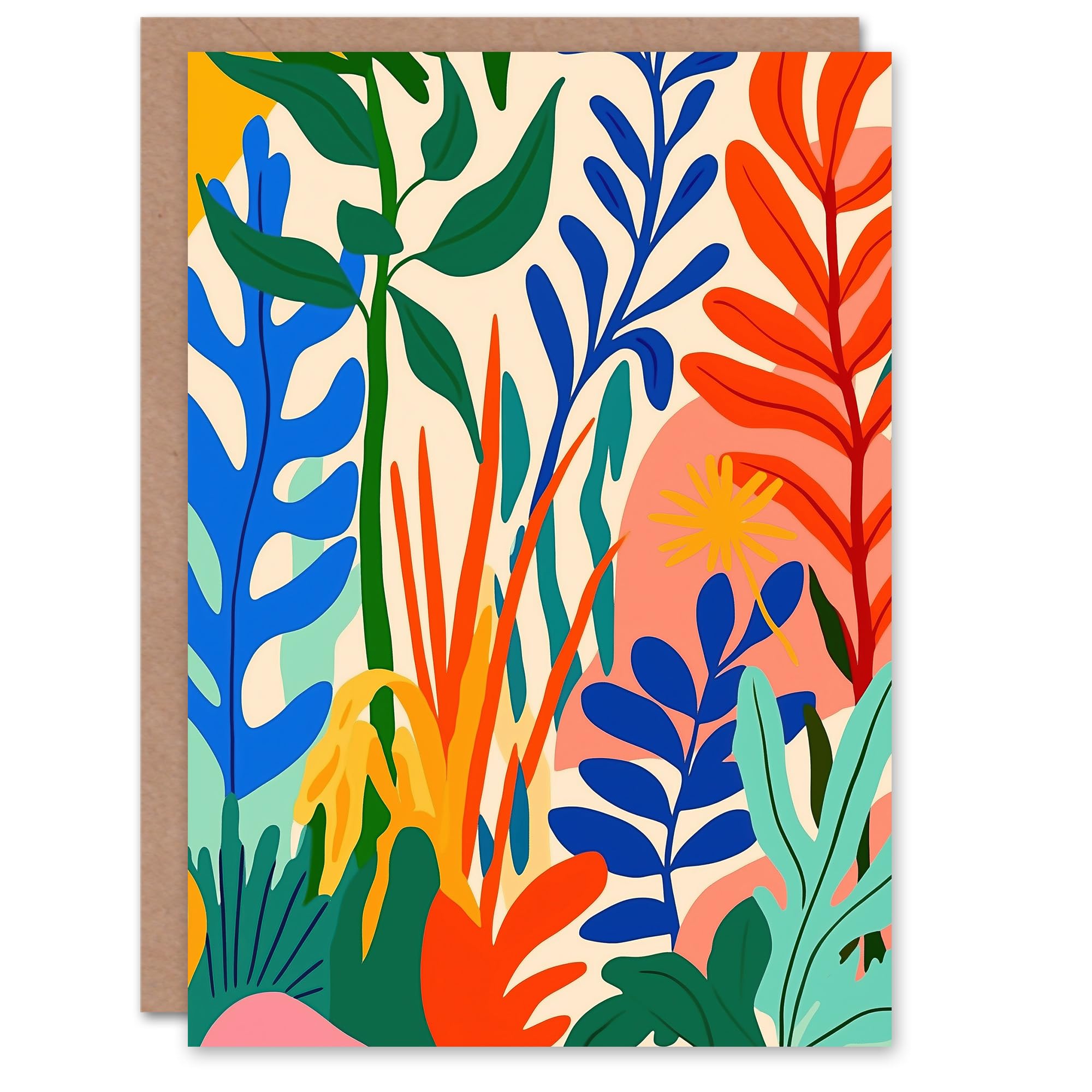 Artery8 Greeting Card Plant Lover Colourful Botanical Jungle Leaves Blank For Him Or Her Art Birthday Card