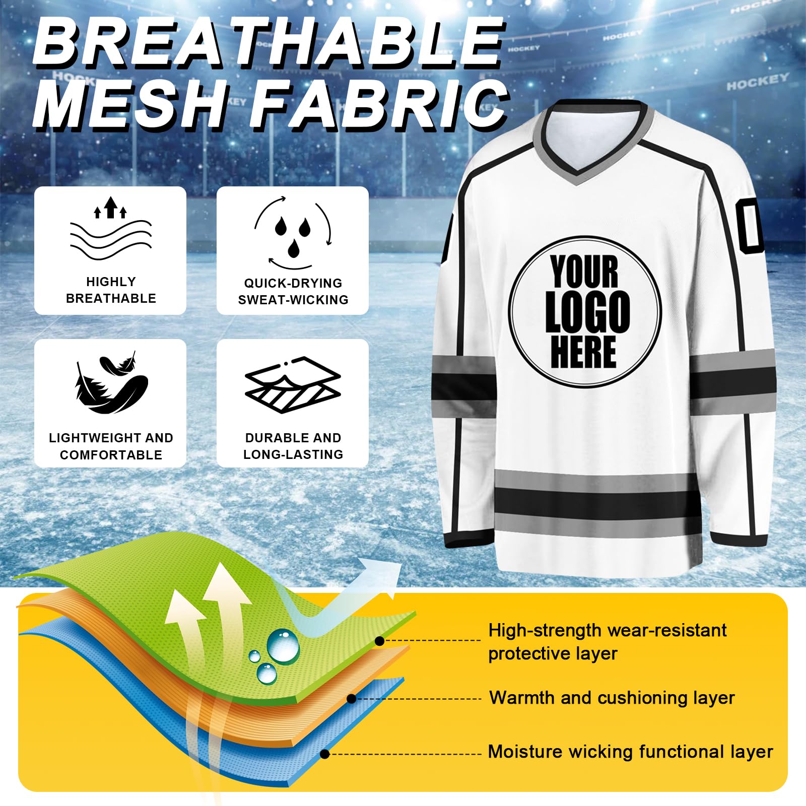 Maillots de Hockey Personnalisés avec Logo, Nom d'Équipe et Nom Personnel