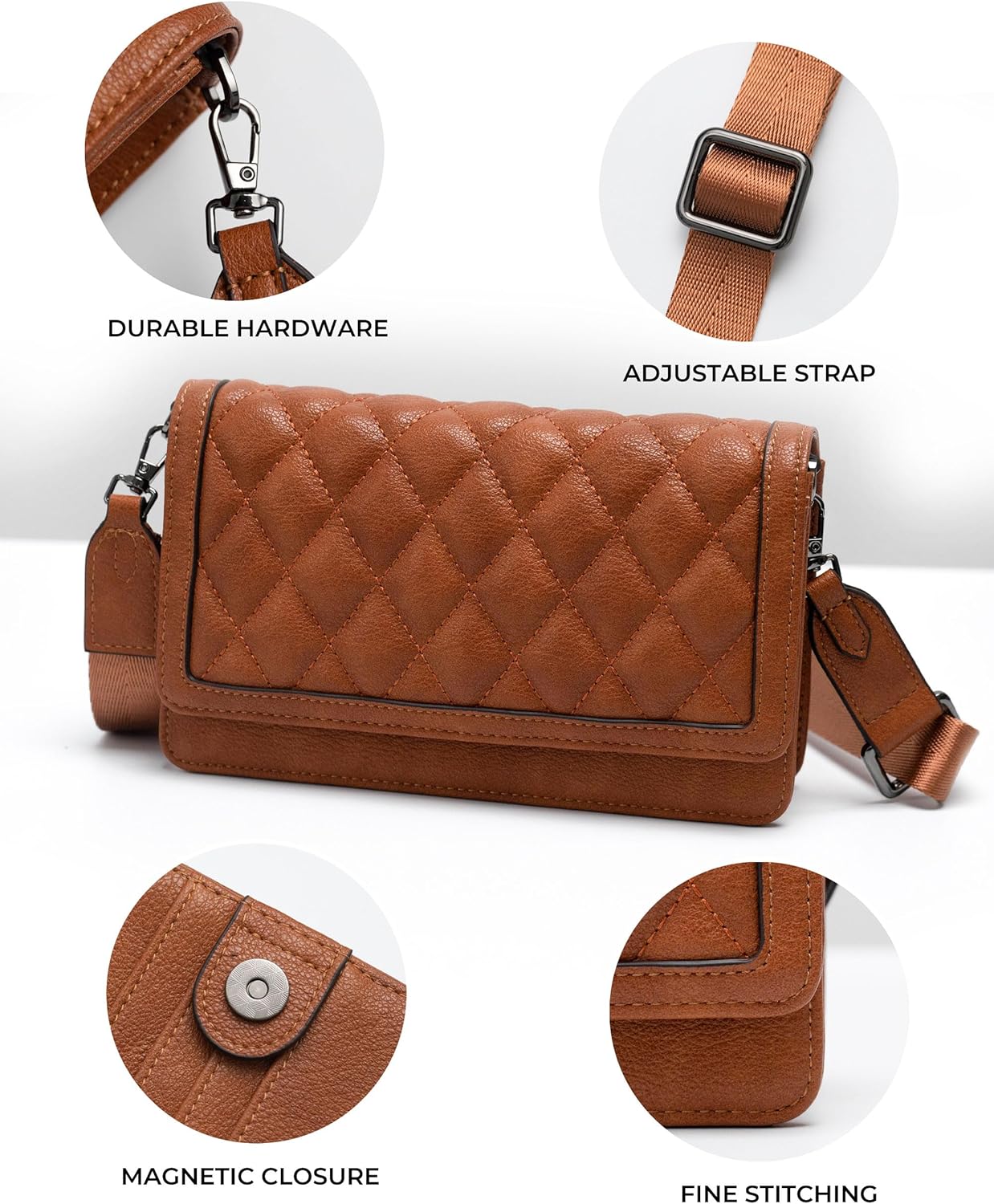 Alldaily Quilted Small Crossbody Bag for Women, Wallet Purse with Card Slots & Phone Holder - Image 5