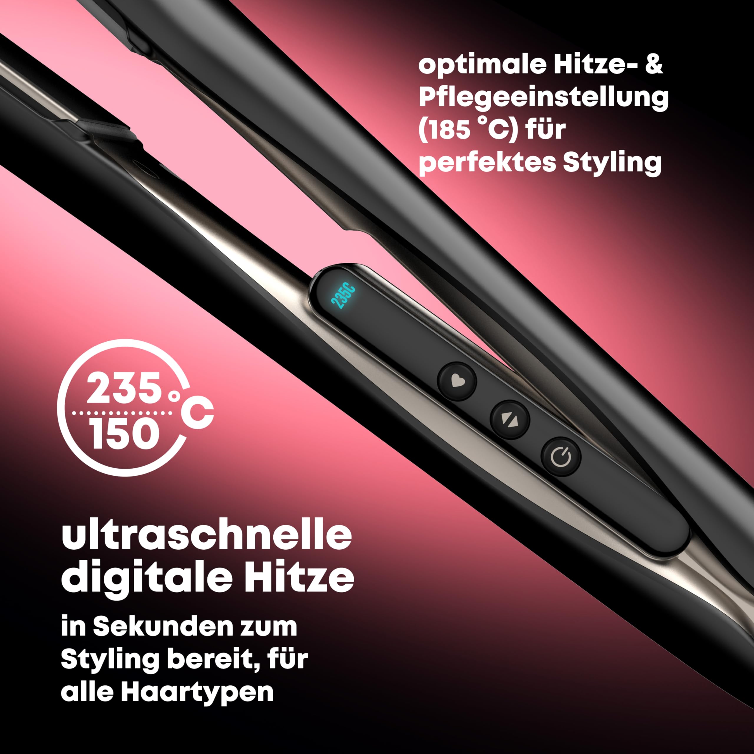 REVAMP Enigma Tri-Care Glätteisen Infrarot-Ionen - Breite Platten | Keramikplatten, Haarschonendes One-Stroke-Styling, Geschwungenes Design, Glätten, Locken, Wellen, Profi