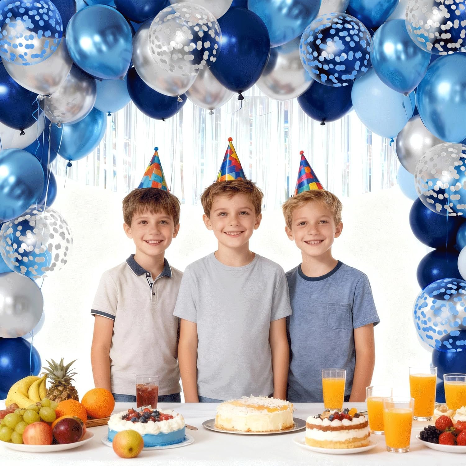 Blue and Silver Balloons Set, 60 PCS 12In Metallic Blue Silver Confetti Balloons and Navy Blue and Silver Latex Balloons Arch Kit for Wedding Graduation Anniversary Wedding Decorations - Image 4