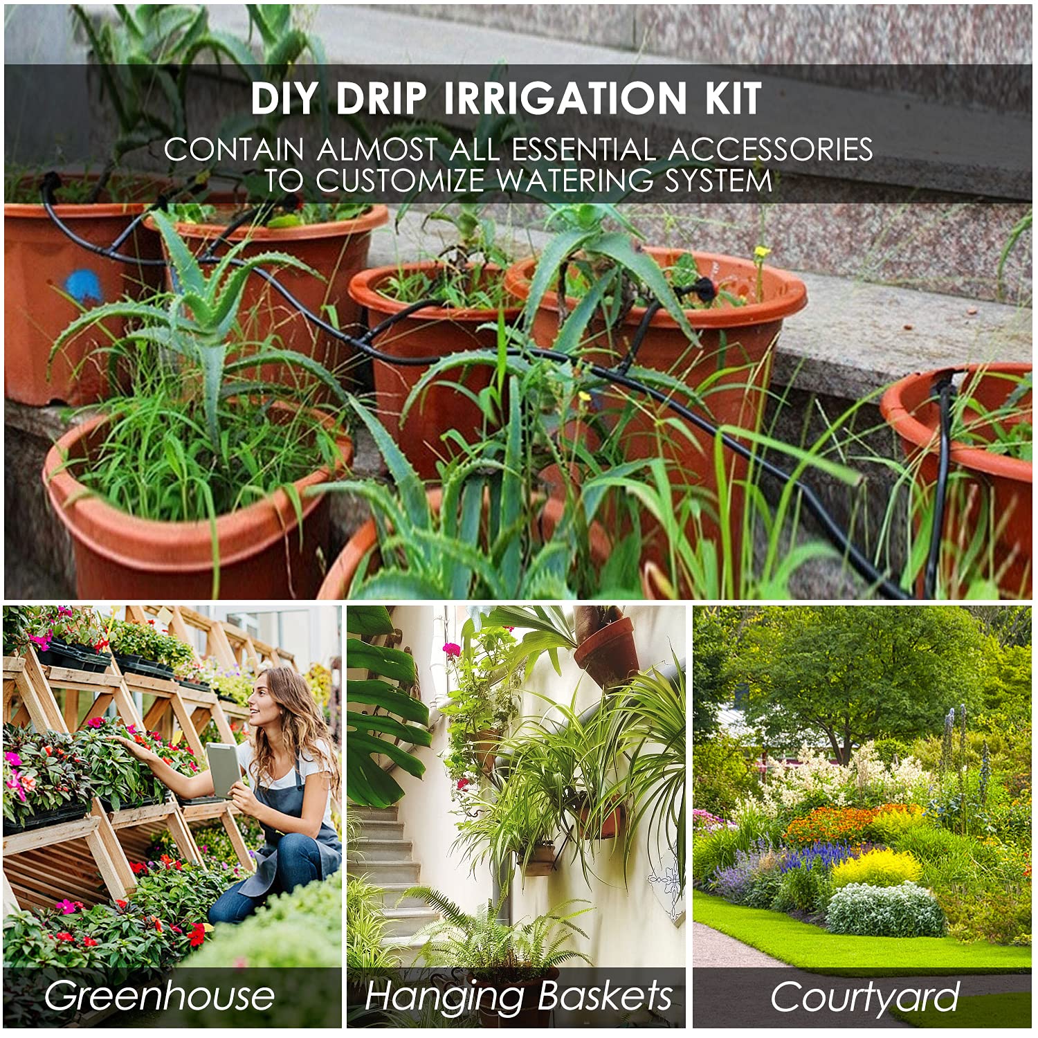 Kit di irrigazione a goccia fai da te con timer elettronico automatico ugelli nebulizzatori gocciolatori e tubi per giardino prato patio