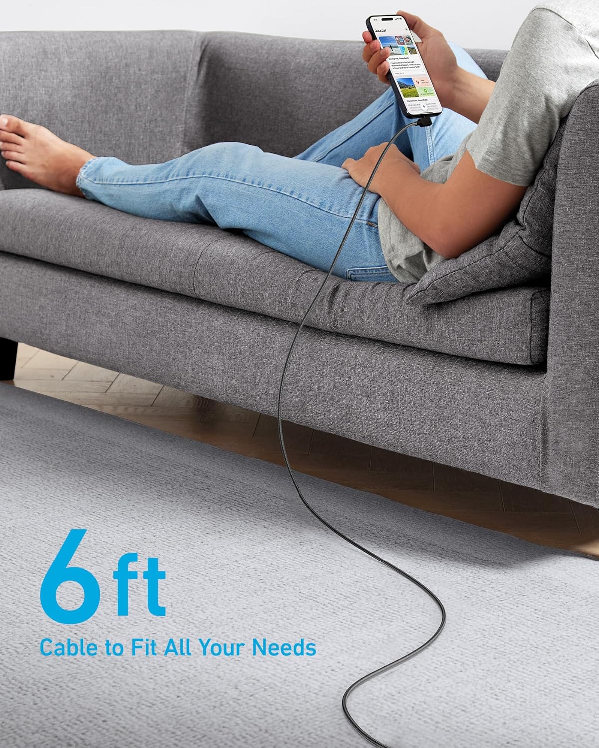 Anker USB-A to Right Angle USB-C Cable (6ft, Braided, 2-Pack) & USB C to USB C Cable 100W (10ft, 2pack)