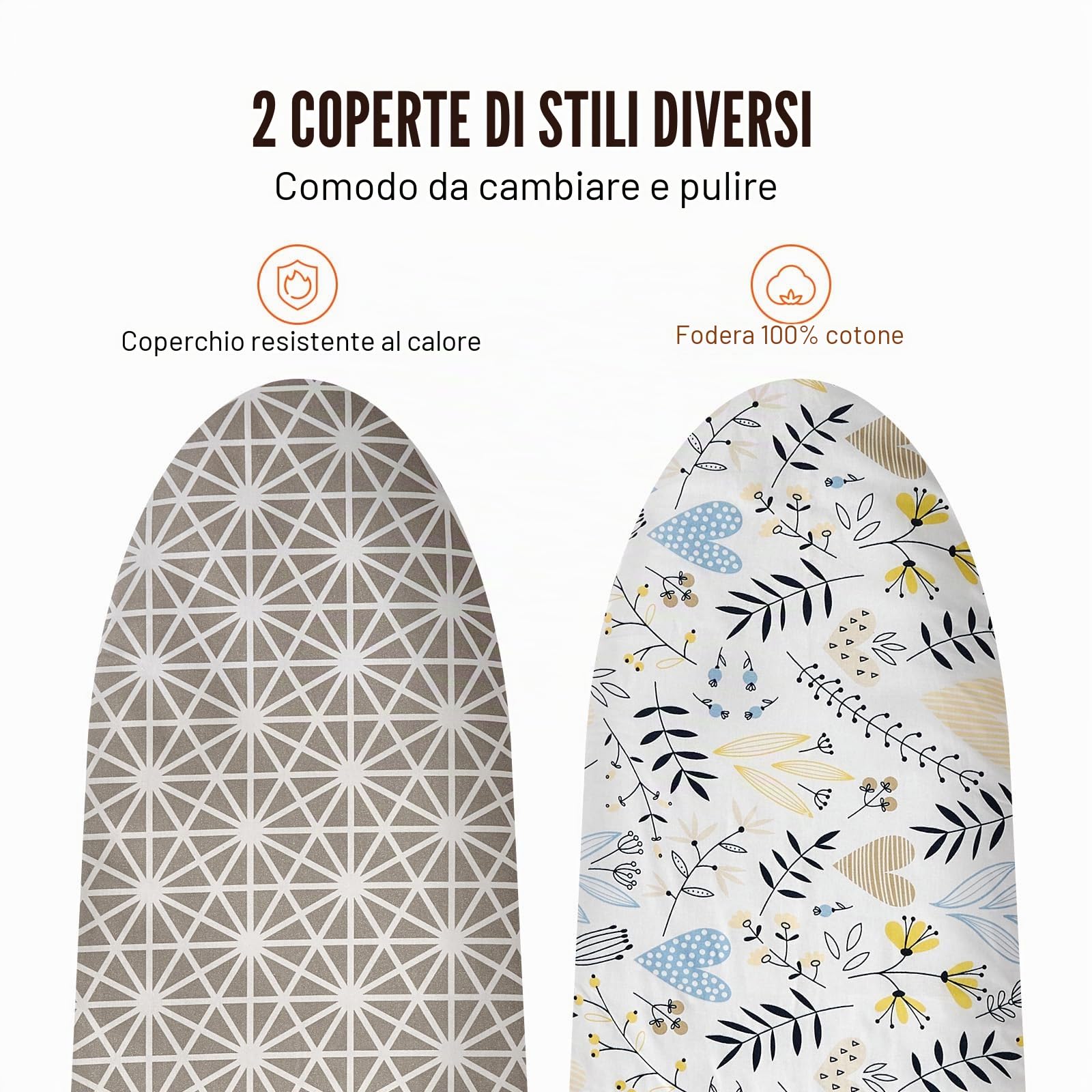 VEVOR Asse da Stiro 110 x 33 cm Asse da Stiro 4 Strati 7 Altezze Regolabili 715-915 mm con Copertura Anti-calore 100% Cotone per Casa Lavanderia Bagno 1292 x 334 x 915 mm, Asse per Stirare Pieghevole