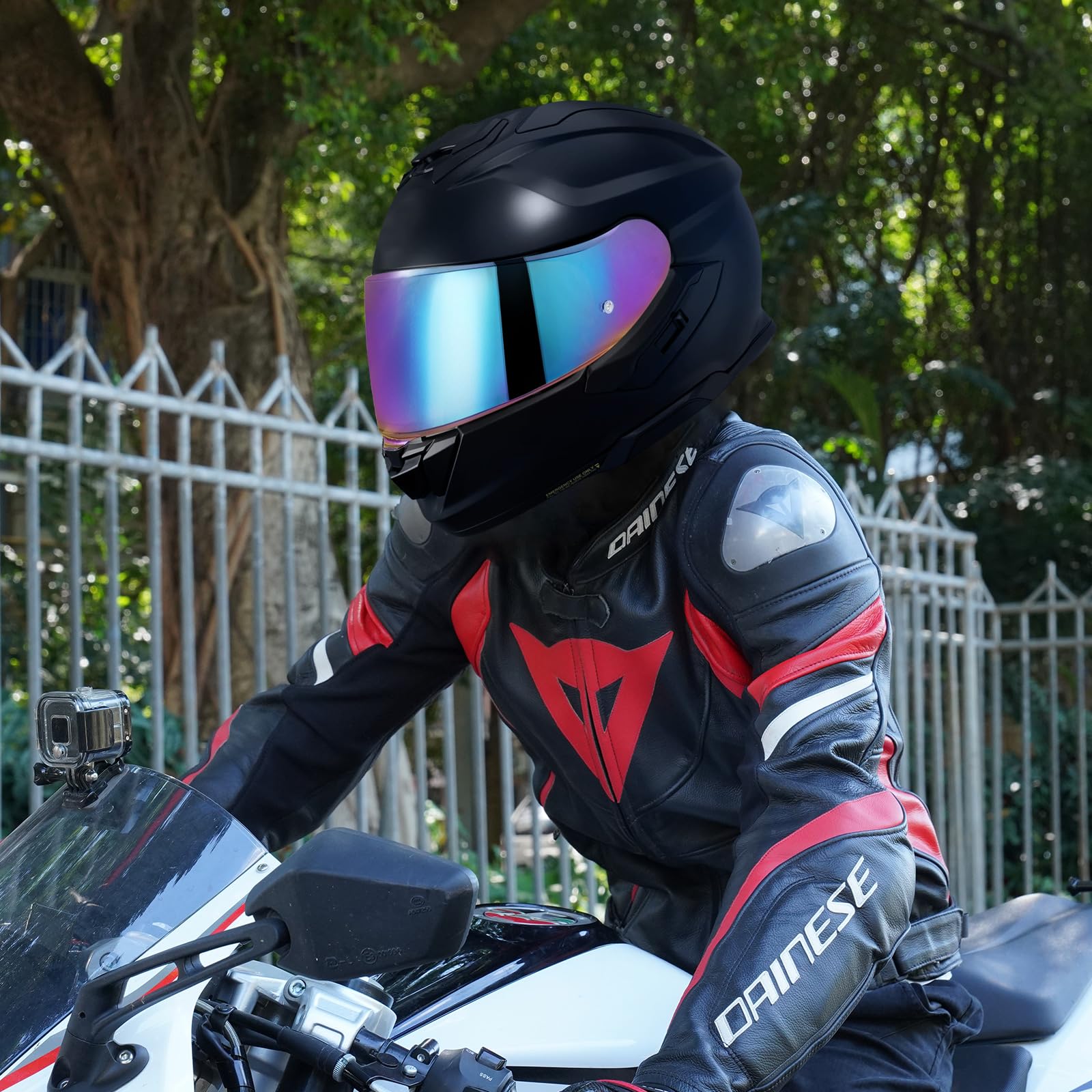 Visiera Casco Moto per GT Air 3 CNS-1C Visiera Casco Integrale Antivento Protezione UV Lente per Visiera per Casco Parti di Ricambio (Arcobaleno)