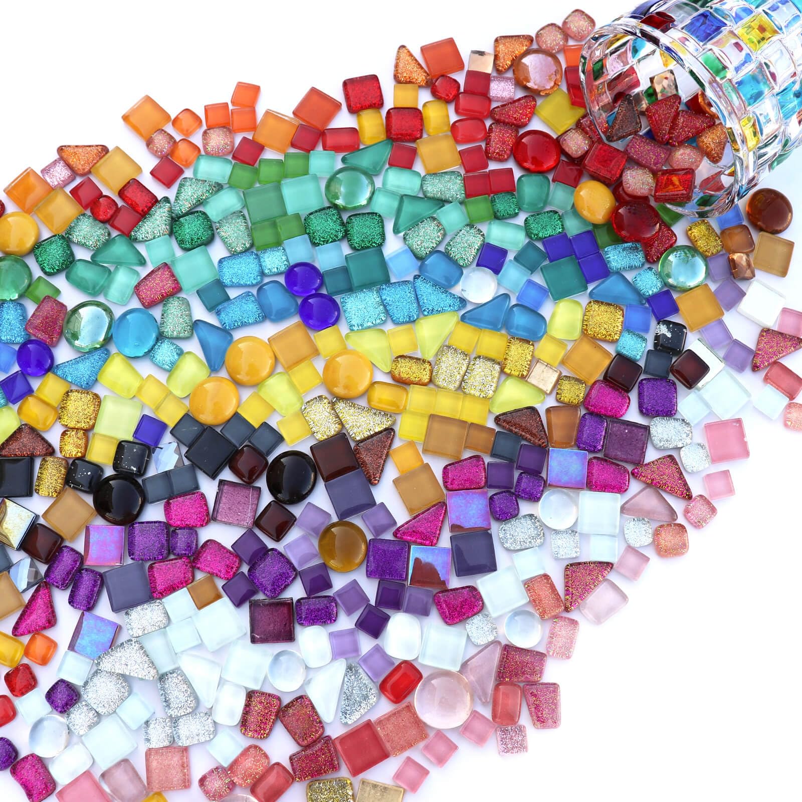 500g/1.1lb Crystal Glass Mosaic Tiles - Irregular Shapes For DIY Crafts, Home Decoration, Vases & Frames (Black) - View #4