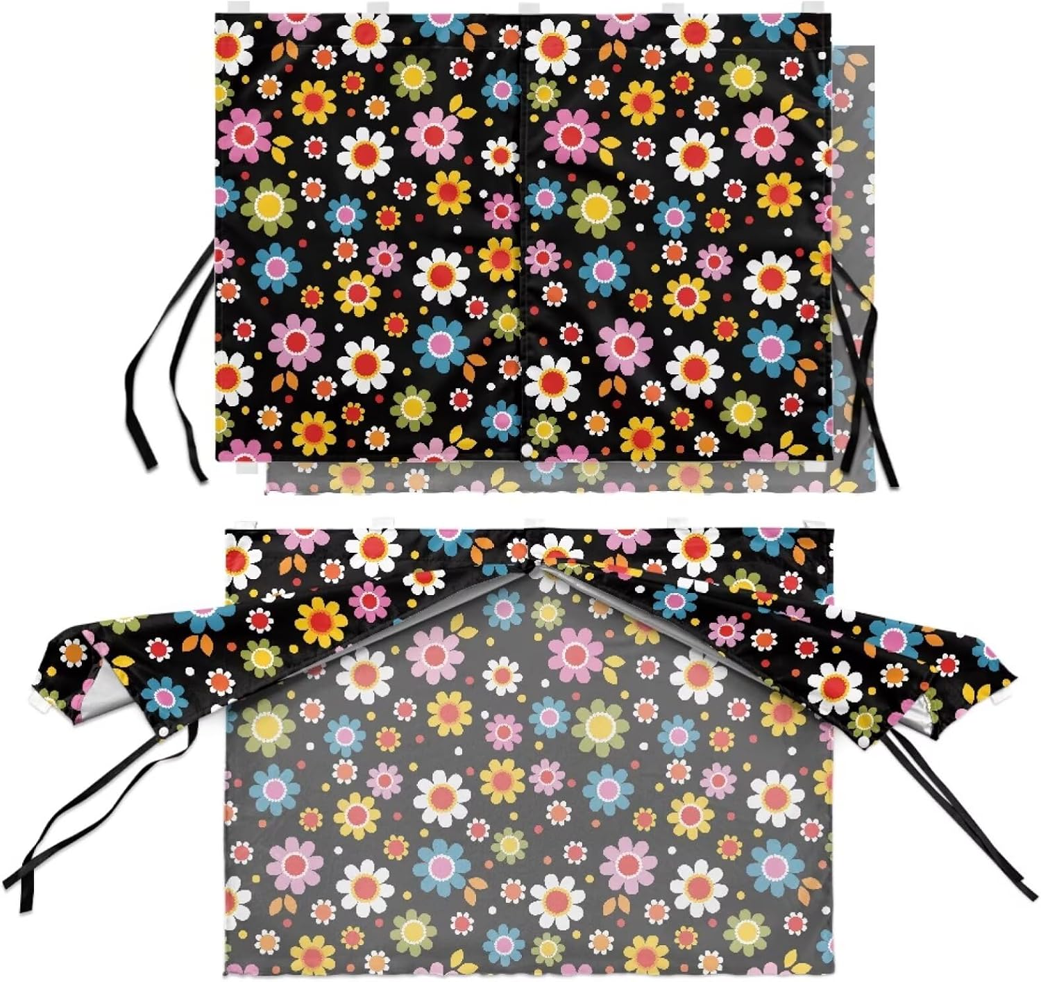 Back Car Window Curtains Magnetic Car Curtains Comfy Protective UV Protection Block Sun Glare Window Screens for Side Windows, Lemon Blossom Print Blue Yellow