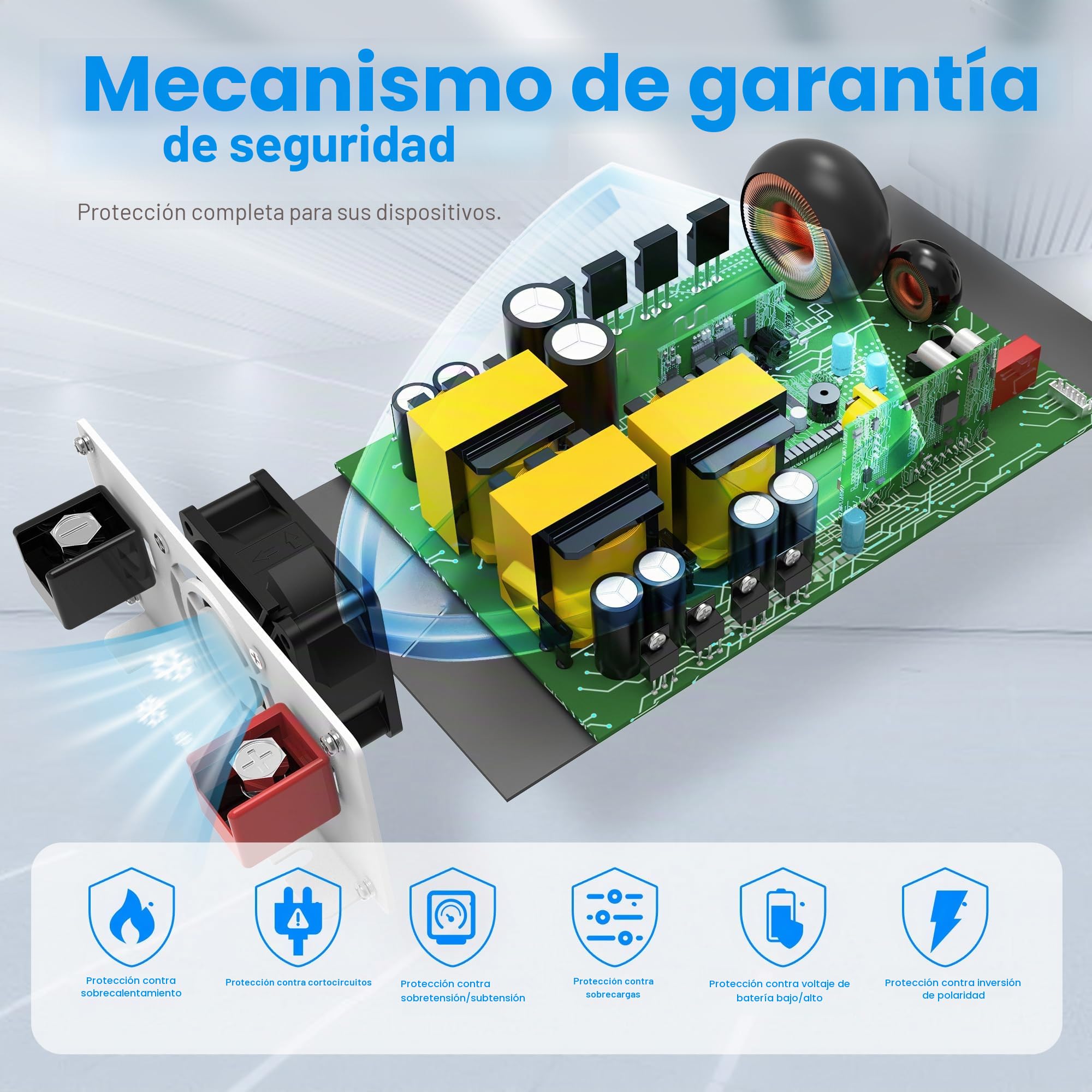 Convertidor de Energía 2000W/4000W Inversor de Onda Sinusoidal Pura de 12V a 230V, Pantalla LCD para Autocaravana Camión Vehículos