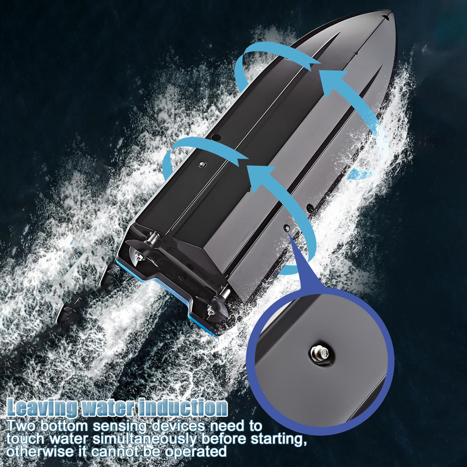 Forhome Barco teledirigido, 2,4 GHz con luces LED, 15 km/h, barco teledirigido, barco de carreras RC, lancha de velocidad, juguete de piscina para niños y adultos (naranja) (B)