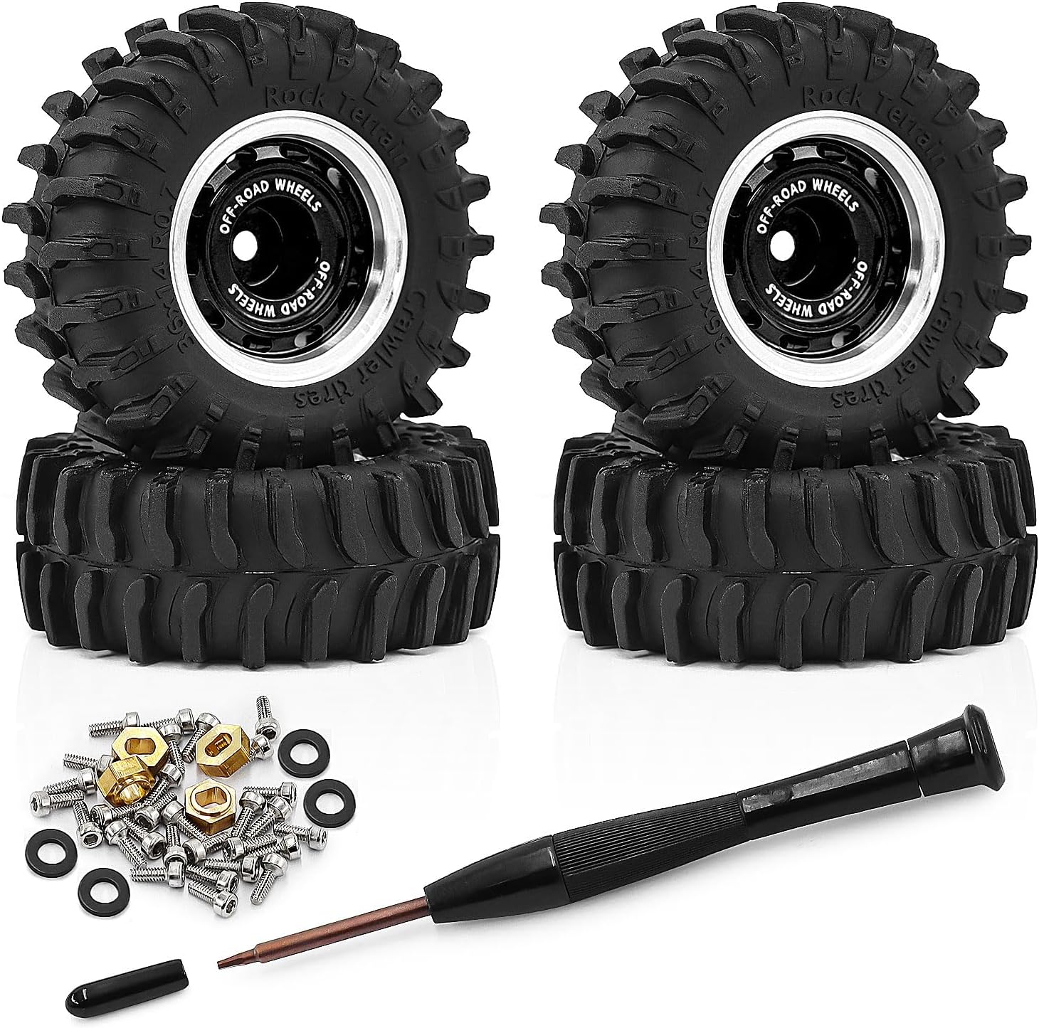REDSPIDER 0.7'' Swamp Claw Tires OD 36mm*14mm For RC Axial SCX30 1/30 RC Crawler (Black)