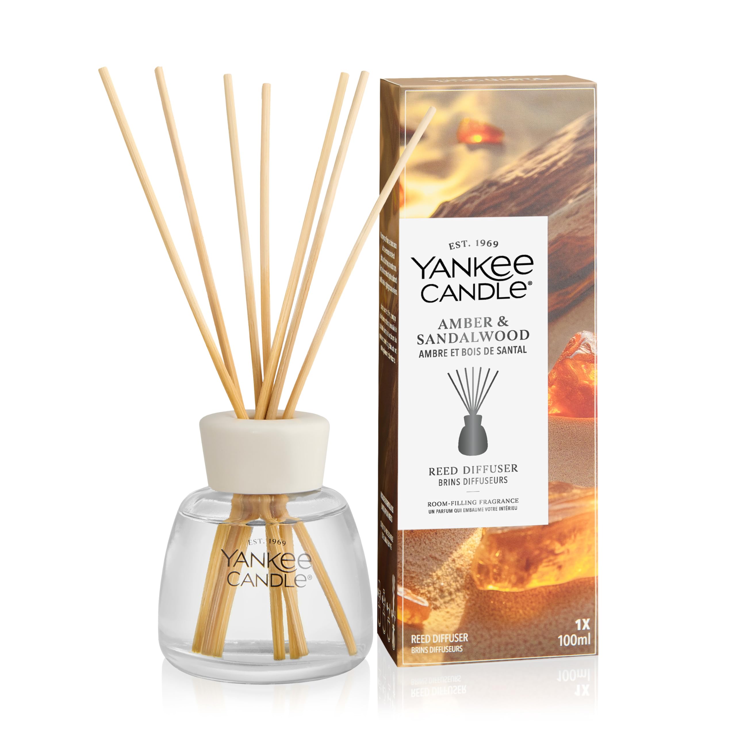 Yankee Candle Reed Diffuser | Amber & Sandalwood | For Small to Medium Spaces | Up to 10 Weeks of Fragrance