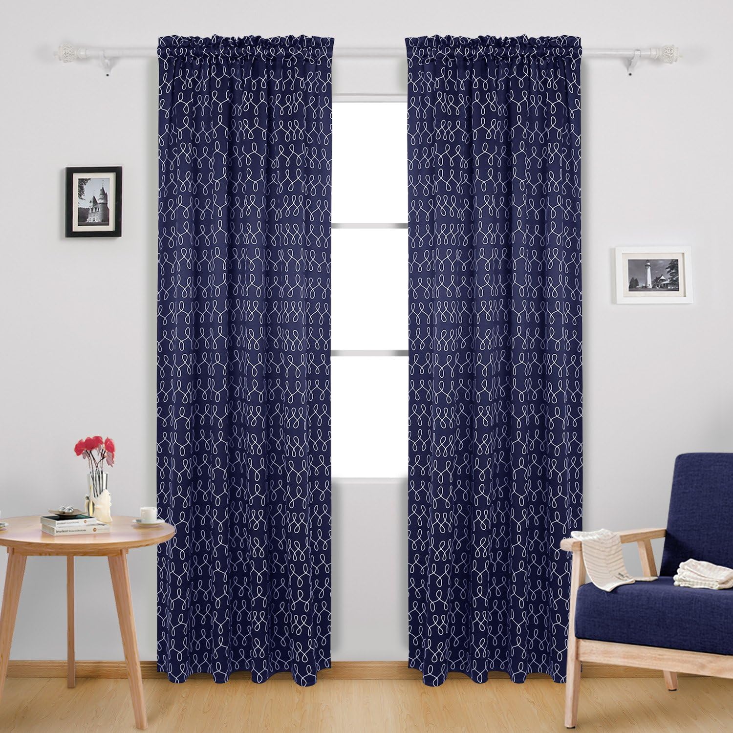 Deconovo Printed Curtains Grommet Top Gradient Moroccan Print Curtain Panels Energy Efficient Thermal Insulated Bedroom Window Blackout Curtain 42x84 Inch Taupe 2 Panels