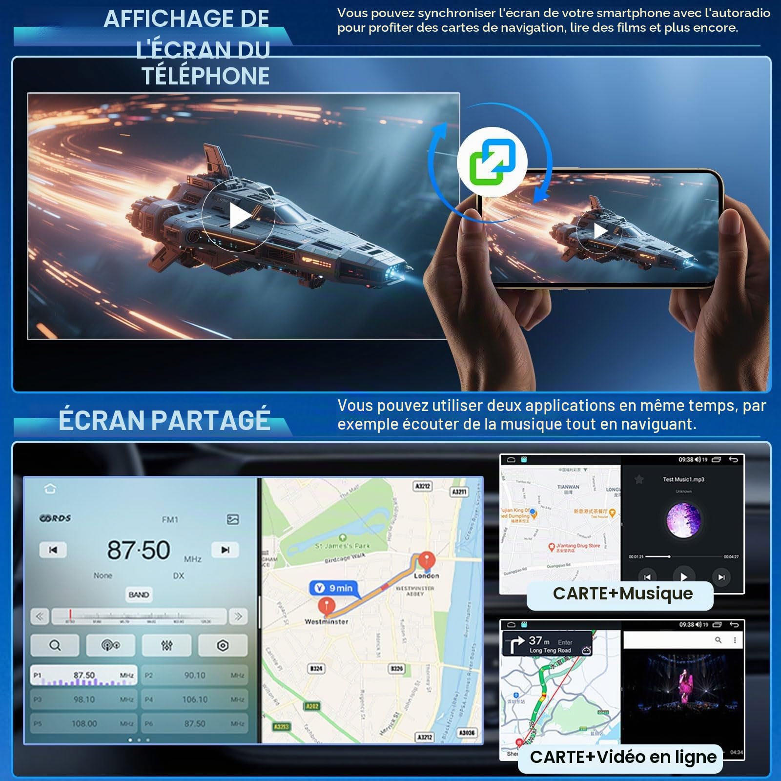 2+32G Android 13 Autoradio Multimédia avec sans Fil CarPlay Android Auto pour Nissan Pathfinder R51 2005-2013, 7 Pouces écran Tactile Radio Stéréo avec navi GPS Mirror Link SWC FM RDS écran partagé