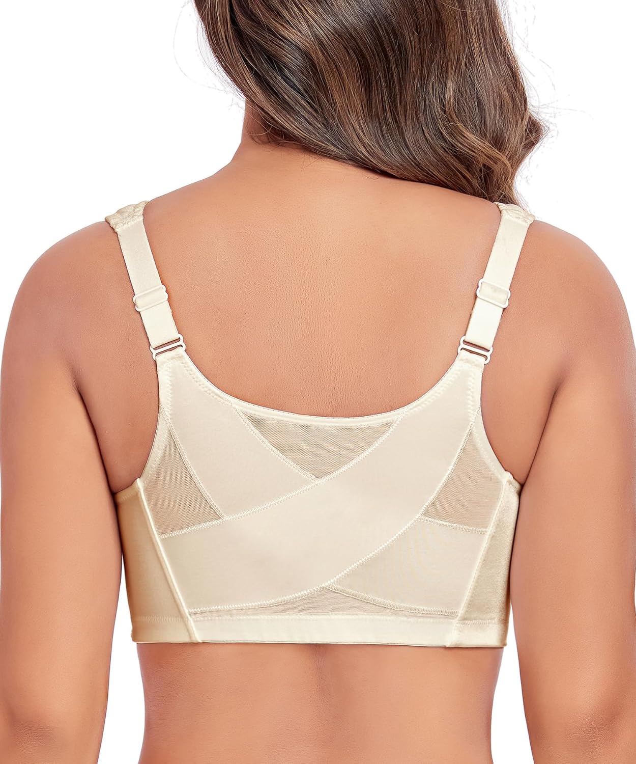 Women’s Minimizer Bra Front-Close Bras Wireless Full Figure Wirefree Large Bust Bra Jacquard Support Back Posture - Image 5