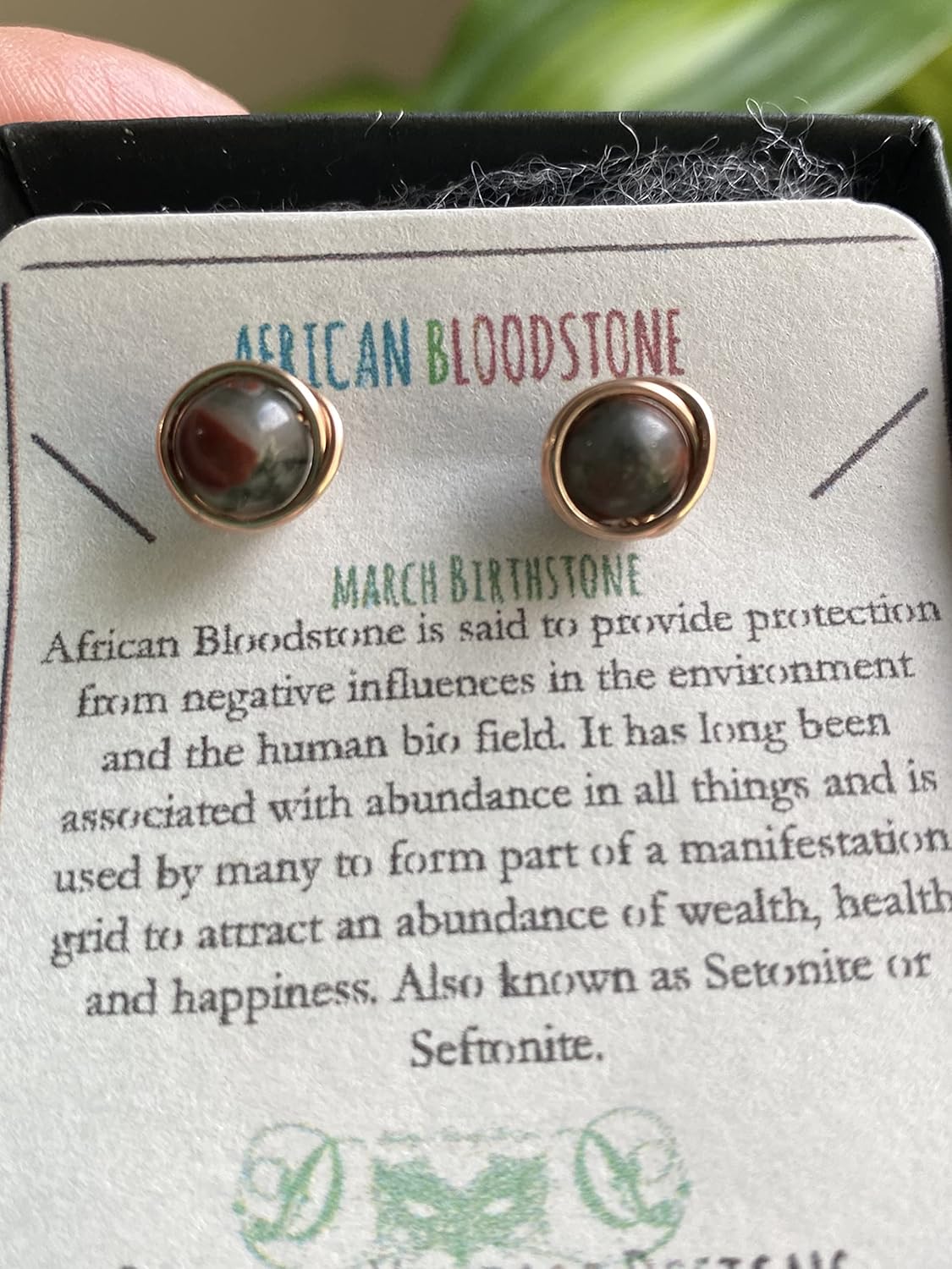 African Bloodstone 6mm Post Earrings in Black Iron, Titanium, Steel, Sterling Silver,14K Rose Gold or 14k Gold Wire (Handmade), Birthstone Jewelry, Real Gemstone bead, March Birthstone - Image 4