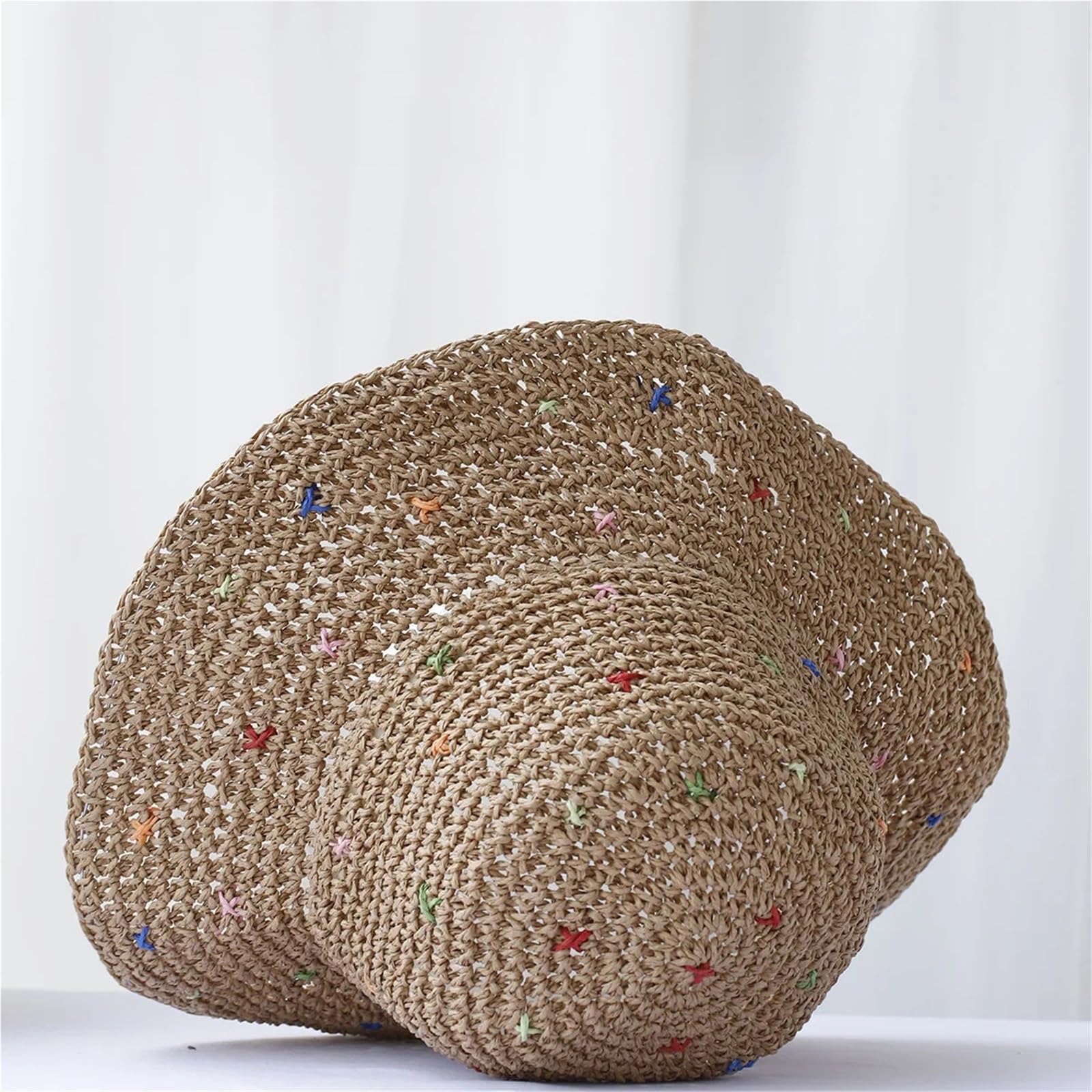 1/2 pieza sombrero de pescador sol plegable multicolor for playa, viajes y vacaciones paja hecho a mano para Campo