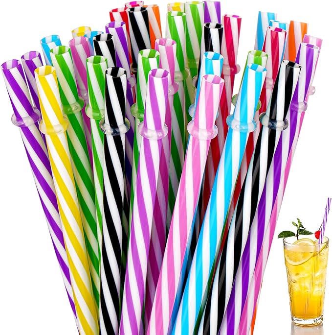 Reusable Drinking Straws, 36 Pcs CandyStriped Drinking Straws, Colored