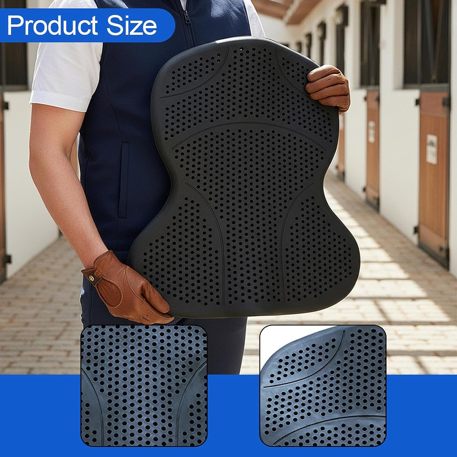 Silicone Gel Saddle Pad with Ventilation, Washable Non Slip Western/English Riding Saddle Pad for Horses