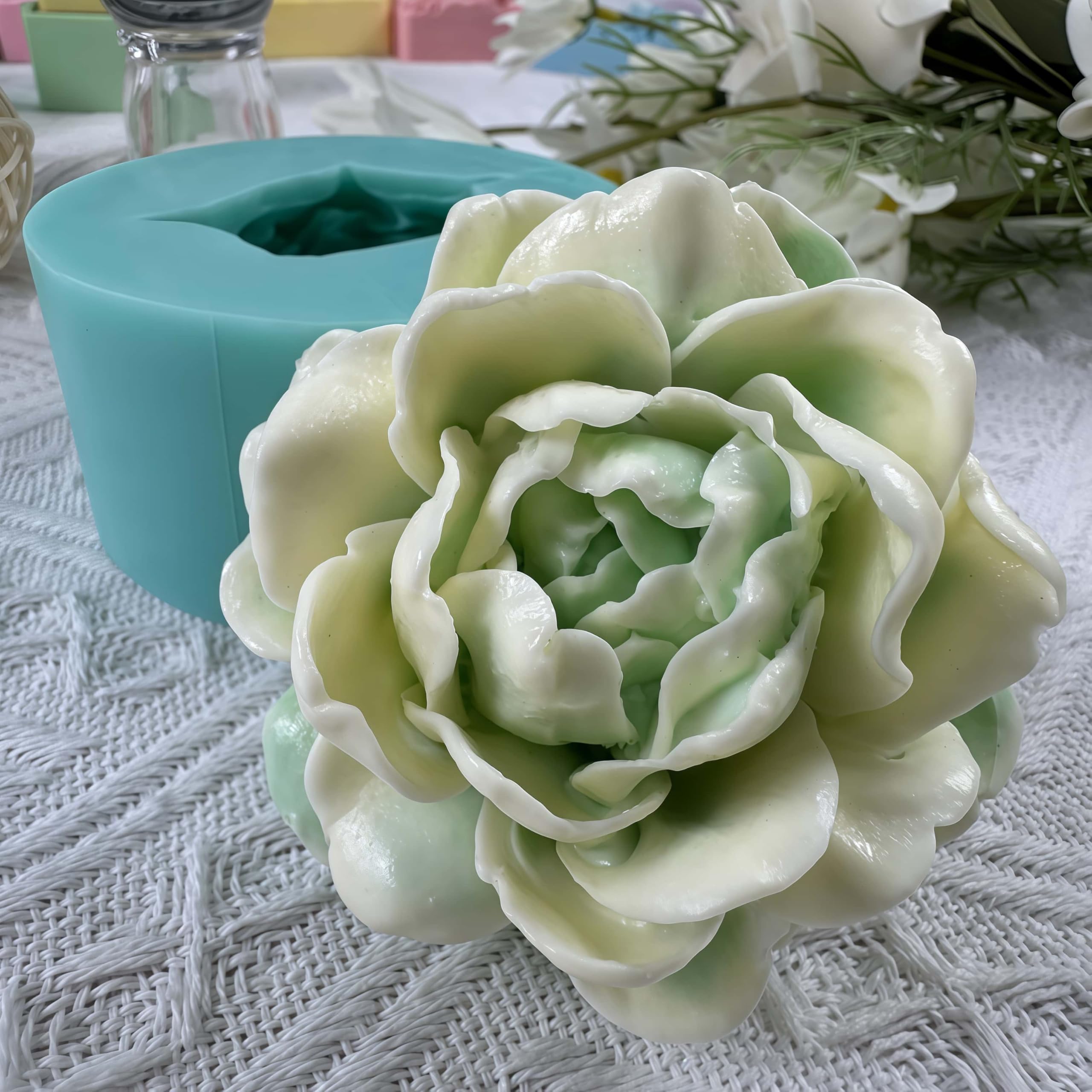 Molde de silicona 3D con diseño de flor de jazmín para mousse, jabón, vela, cera perfumada, chocolate, gelatina, hielo, azúcar, yeso aromático, resina epoxi