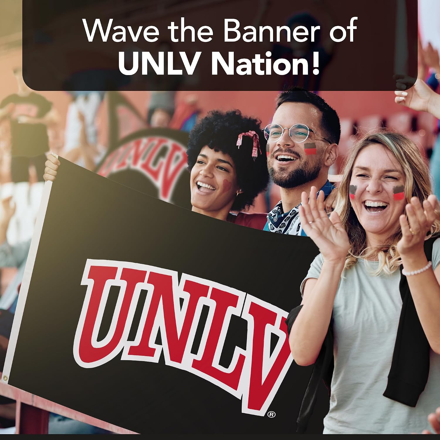 UNLV Rebels College Sports Printed Flag - NCAA Licensed - Nylon - School Banner (Black, Red, White) (3' x 5')