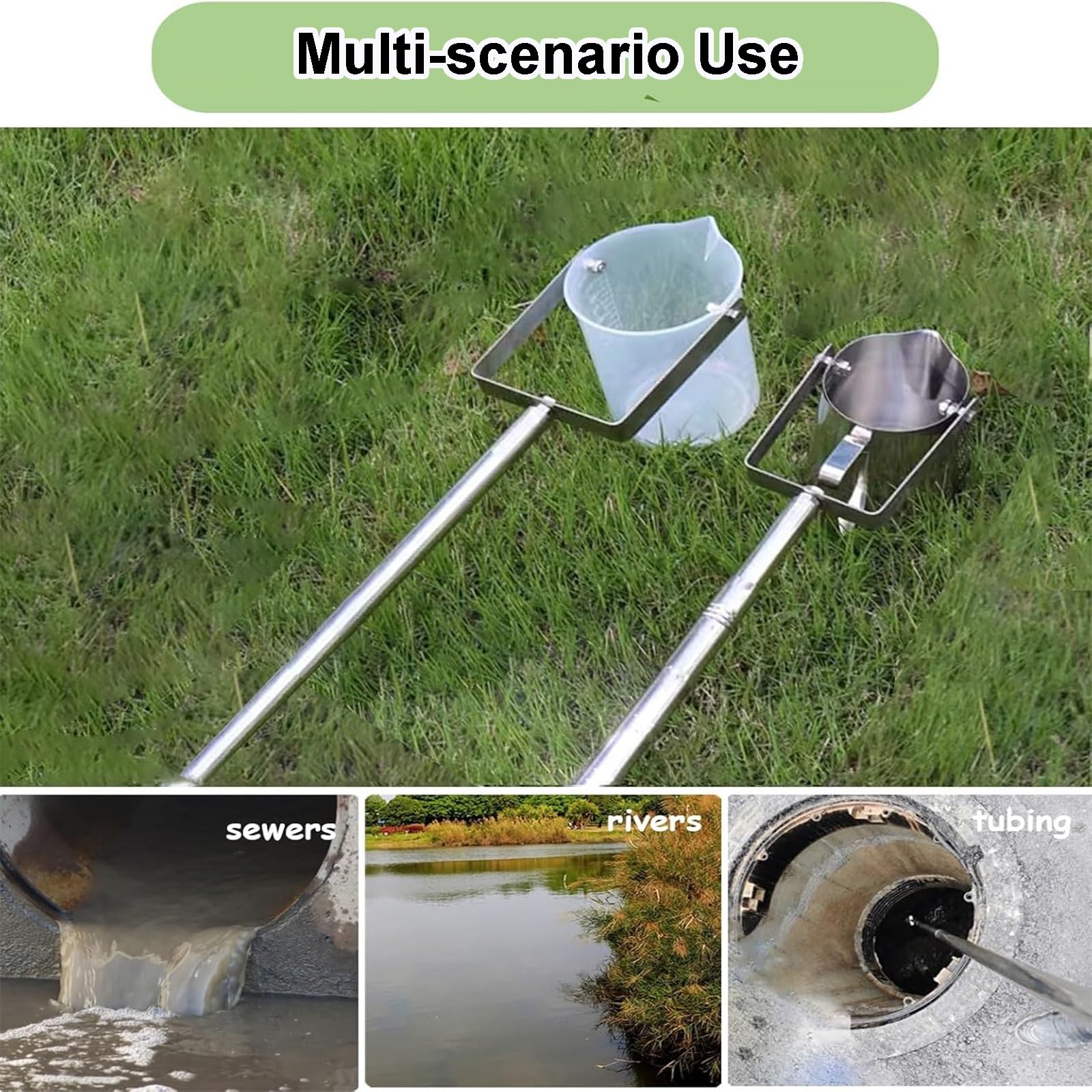 Campionatore telescopico per acqua, 1000 ml, regolabile, in acciaio inox e polipropilene, per la pulizia della piscina, campionamento dell'acqua e scrematura